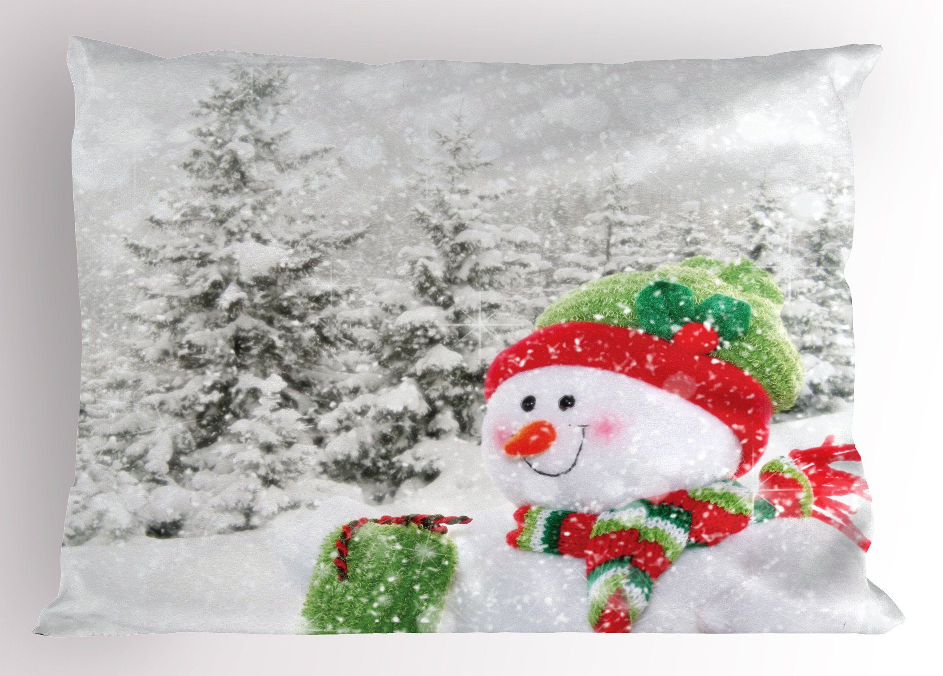 Kissenbezüge Dekorativer Standard King Size Gedruckter Kissenbezug, Abakuhaus (1 Stück), Weihnachten Snowy Woodland Urlaub
