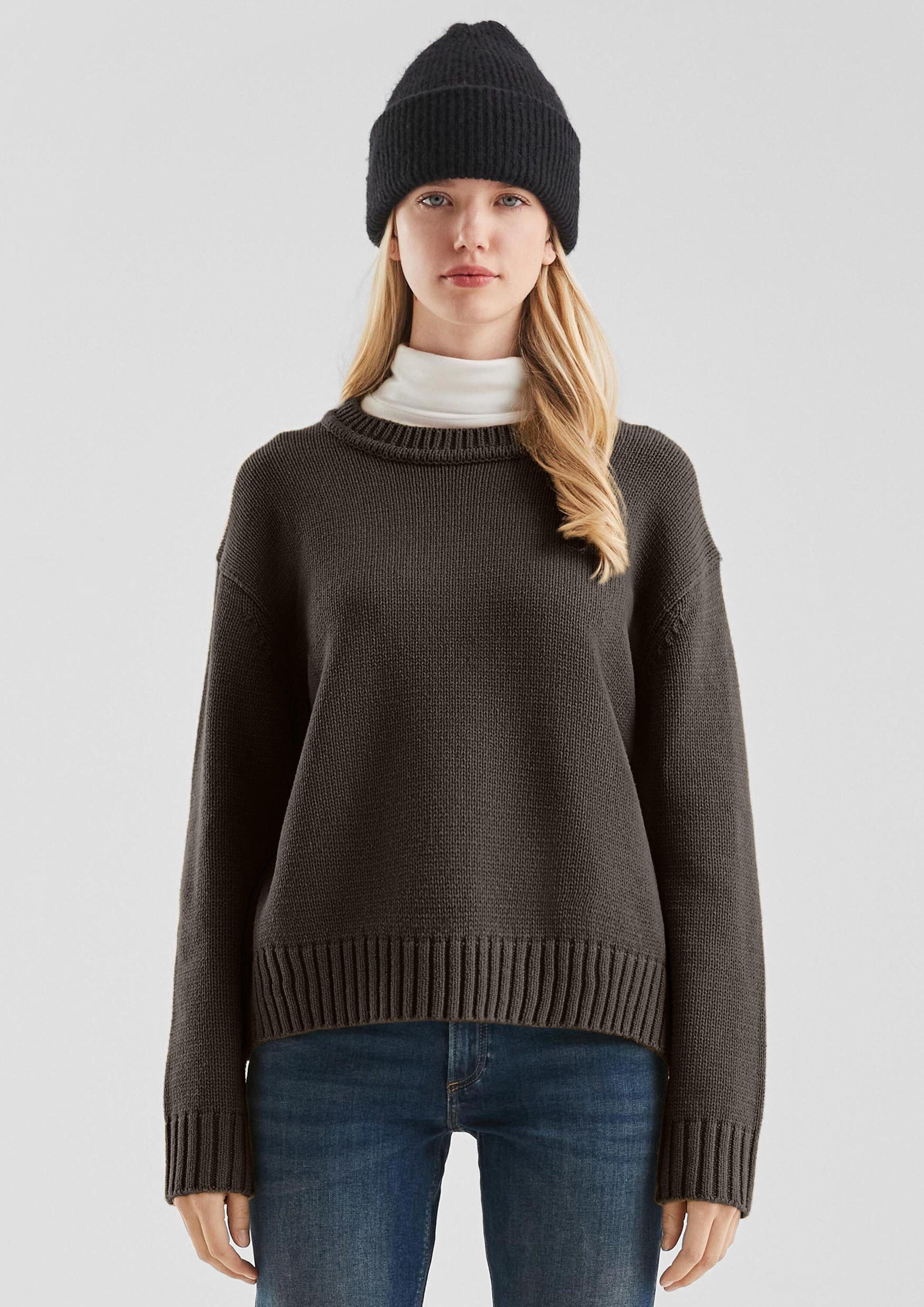 QS Longpullover Strickpullover Strickpulli aus Baumwollmix günstig online kaufen