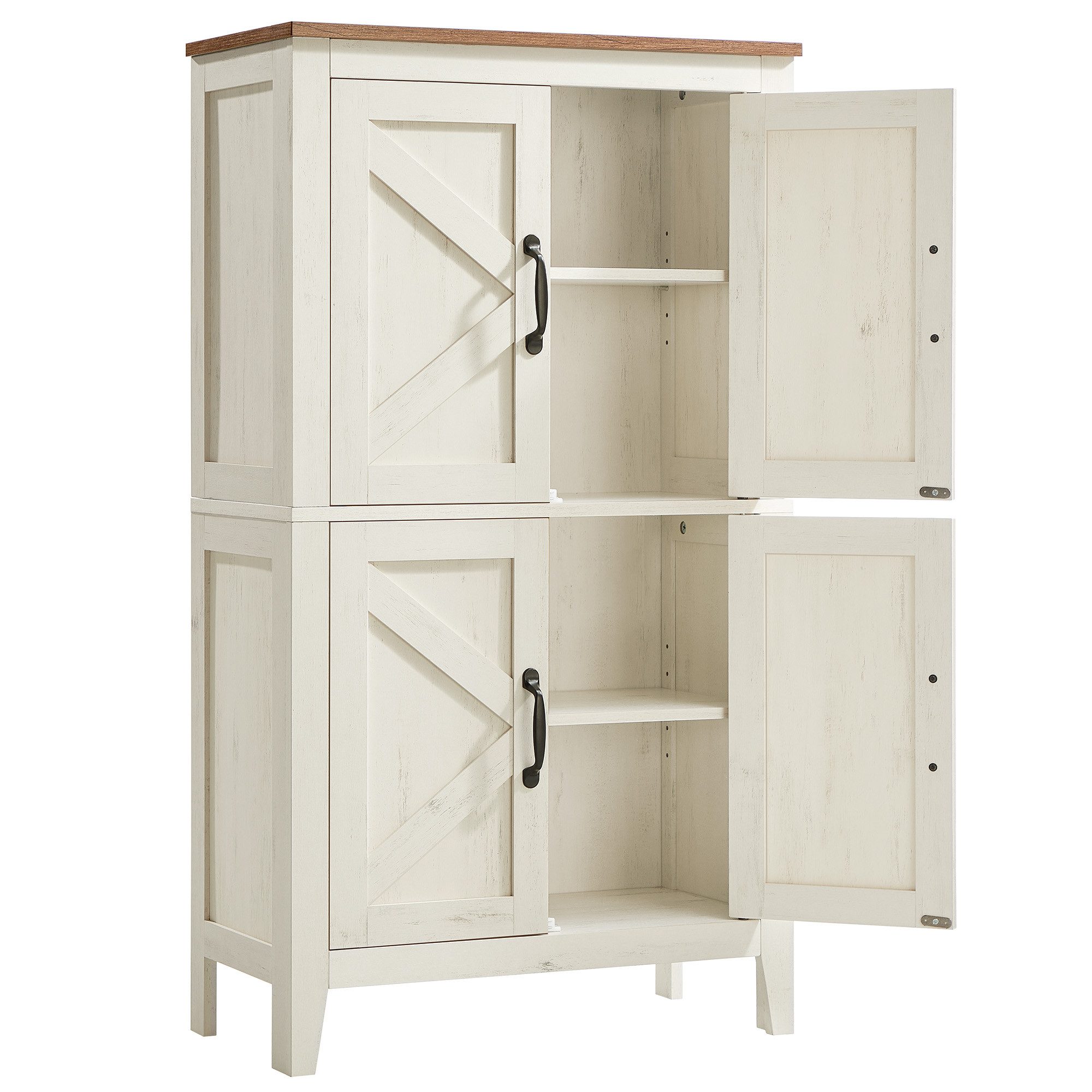 VASAGLE Badkommode Aufbewahrungsschrank Badschrank im Landhausstil, verstellbare Ablage, Badezimmerschrank, Schrank, offene Fächer, mit Türen – Bild 2 von 5