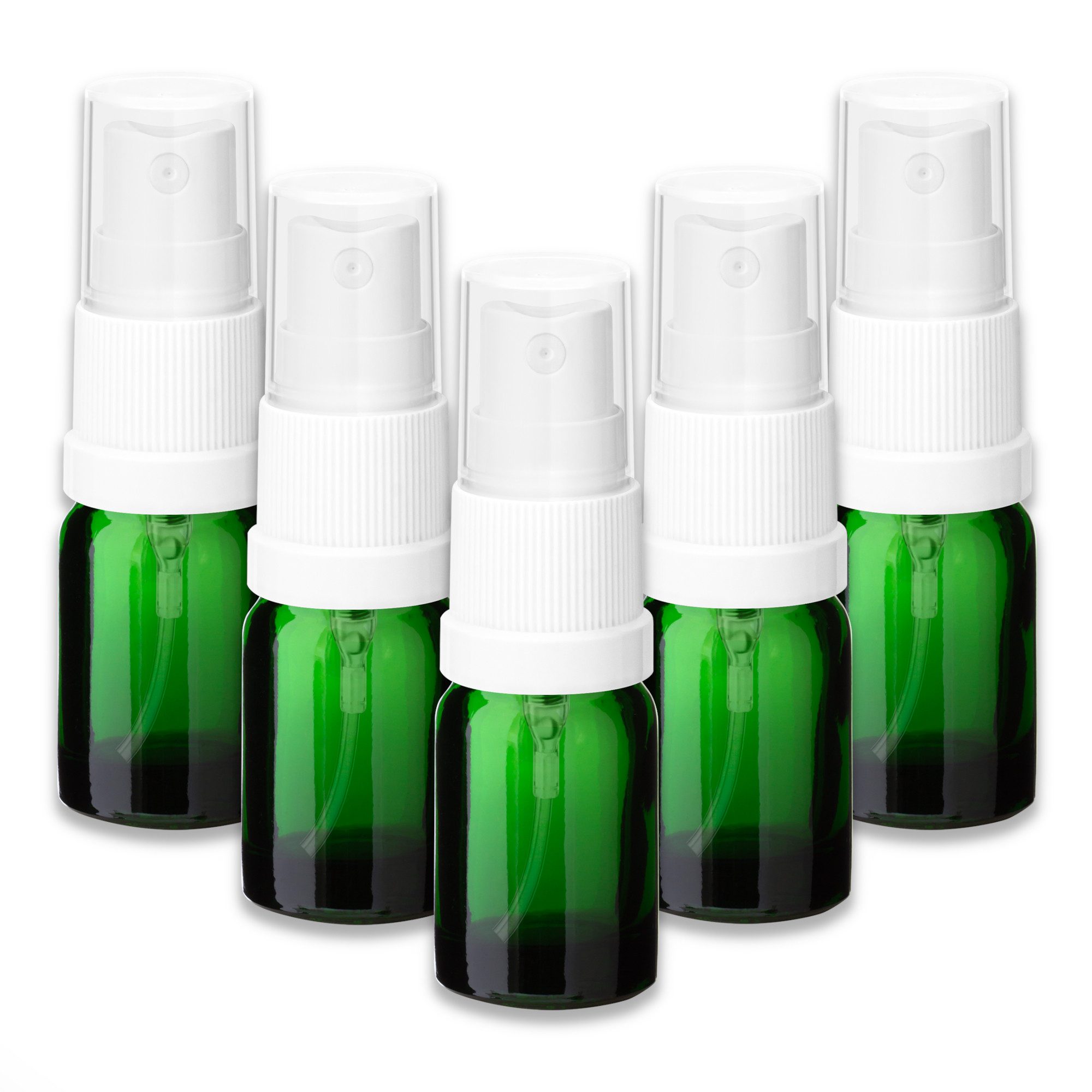 Zerstäuberflasche 5x Grüne Glasflasche 5 ml mit weißem Zerstäuber Sprühkopf Pumpspray