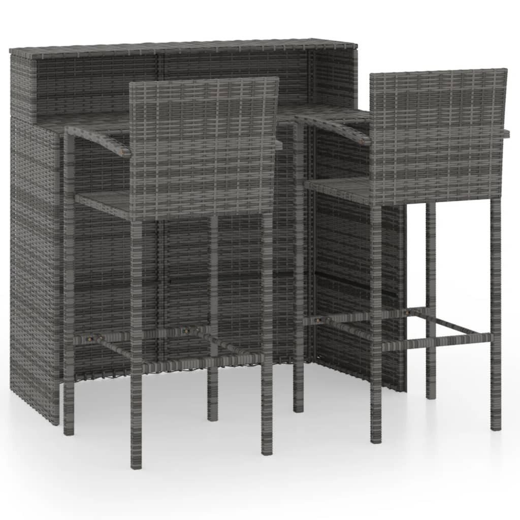 vidaXL Gartenlounge-Set 3-tlg. Gartenbar-Set Grau, (3-tlg)