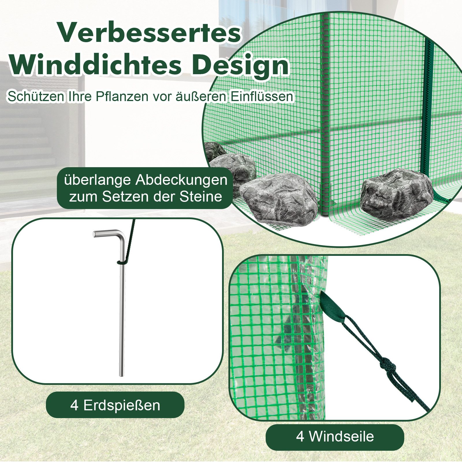 KOMFOTTEU Gewächshaus, mit Rolltür &am...