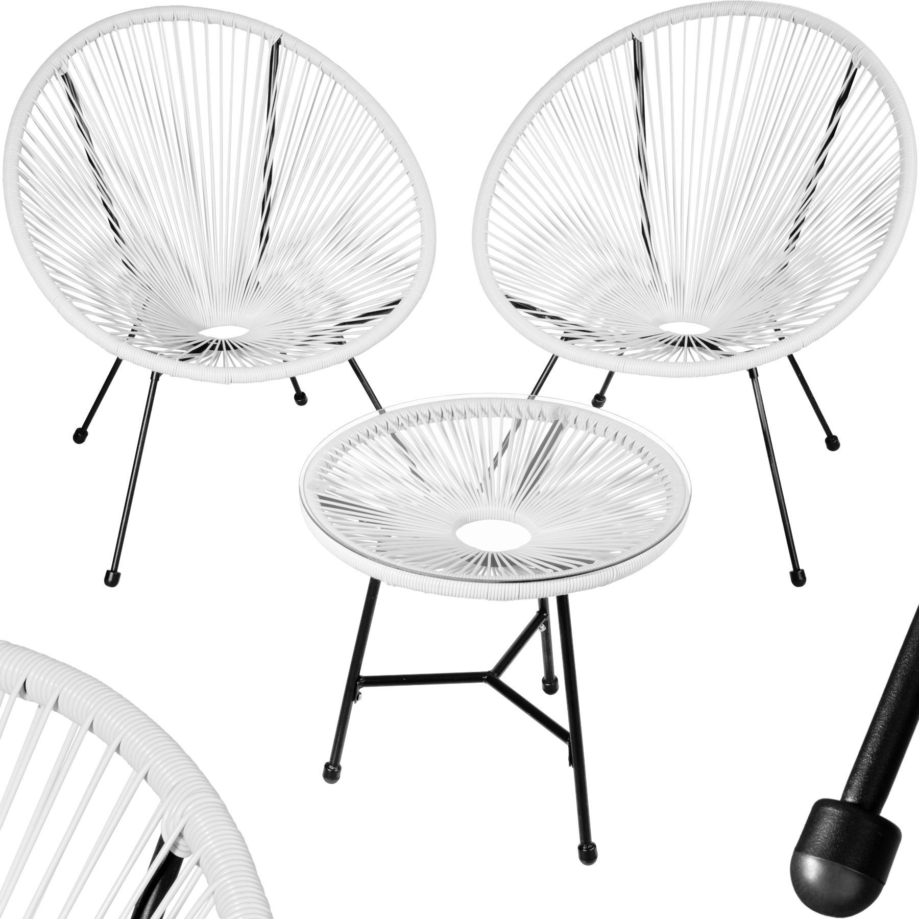 55+ 2 Gartenstühle Mit Tisch, Tectake® poly rattan bistroset,
