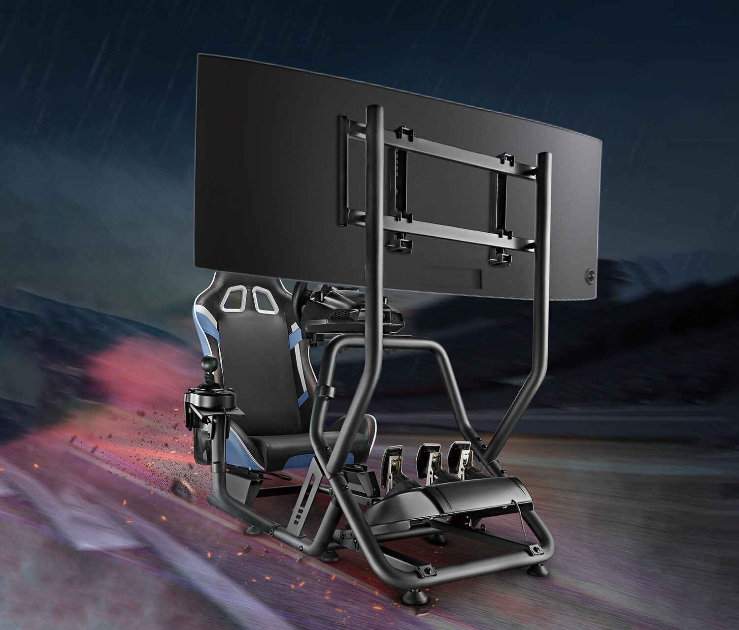 Ergolutions Gaming-Stuhl Ergonomisches SimRacing Rig, Rennsimulator Sitz, Monitorhalterung, 5 Jahre Garantie, vielseitig Verstellbar
