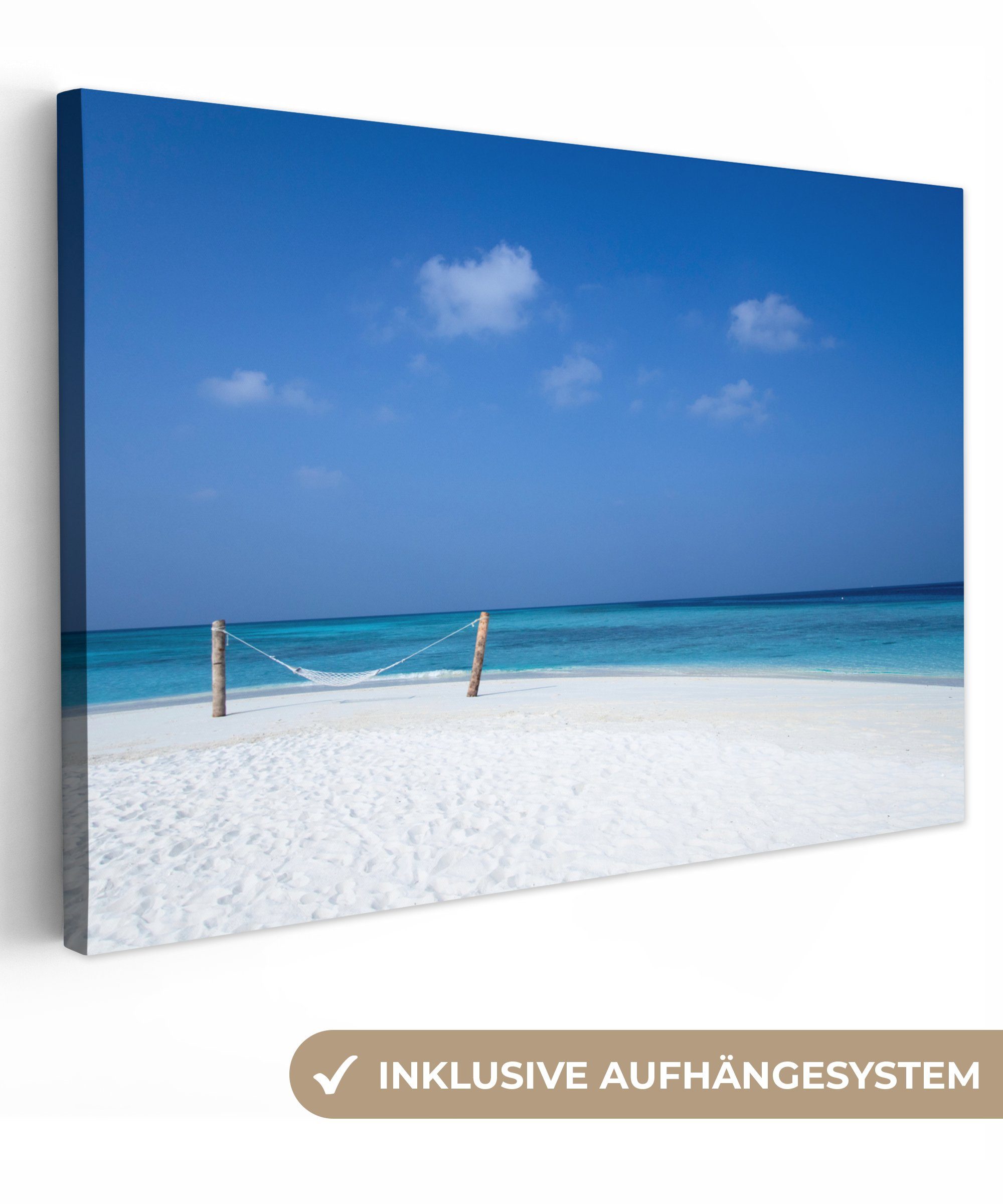 OneMillionCanvasses® Hängematte St), (1 Leinwandbilder, Himmel, Leinwandbild cm Wandbild - Strand - 30x20 Wanddeko, Aufhängefertig,