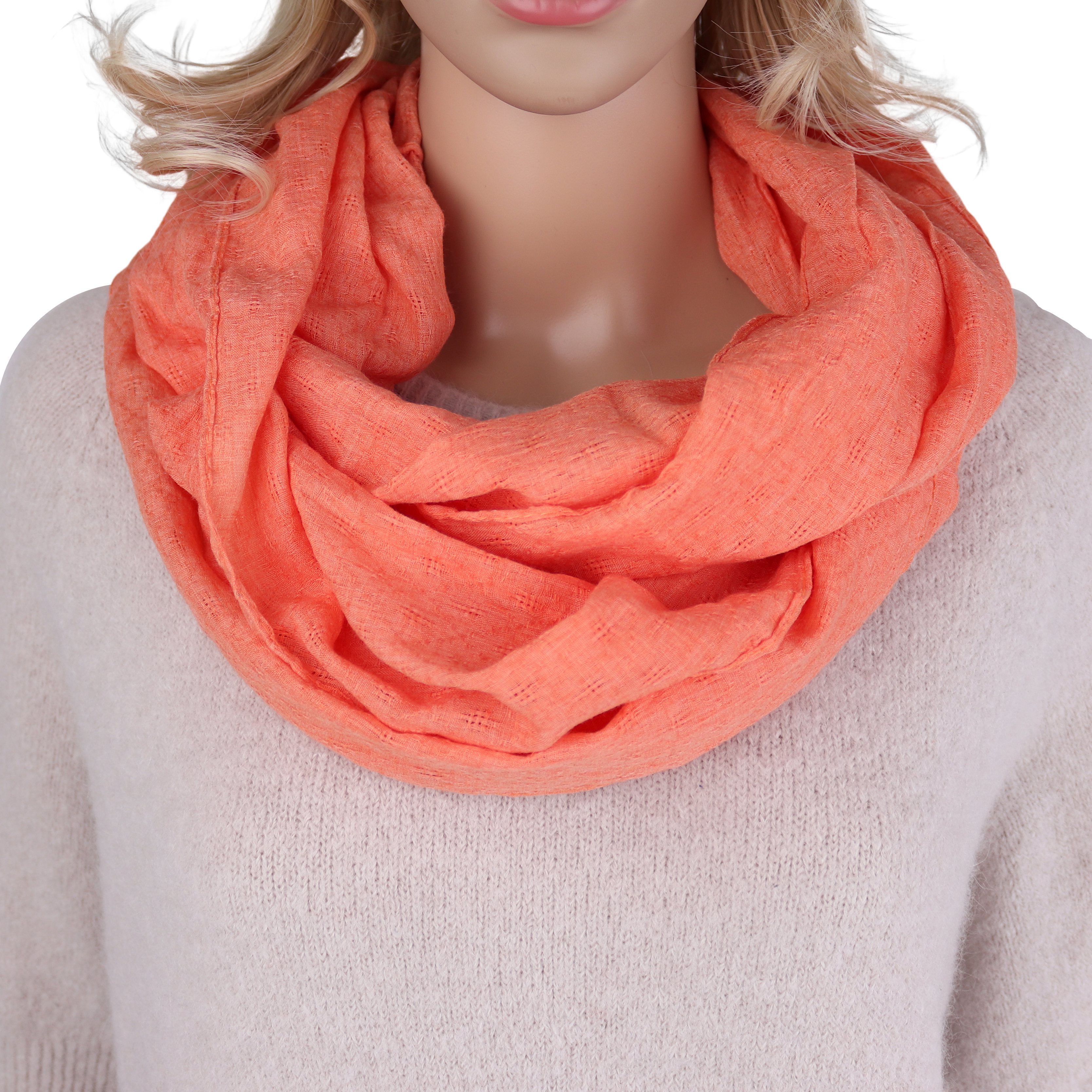 MIRROSI Loop Damen Schal Unifarbe mit Lochmuster Weich aus 100% Baumwolle, günstig online kaufen
