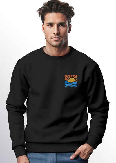 Neverless Sweatshirt Sweatshirt Herren Logo Print Sommer Sonne Welle Strand Meer Rundhals-P