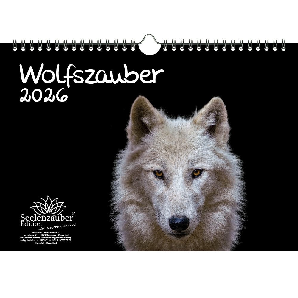 Seelenzauber Wandkalender Wolfszauber DIN A4 Kalender für 2026 Wolf und Wölfe - Seelenzauber