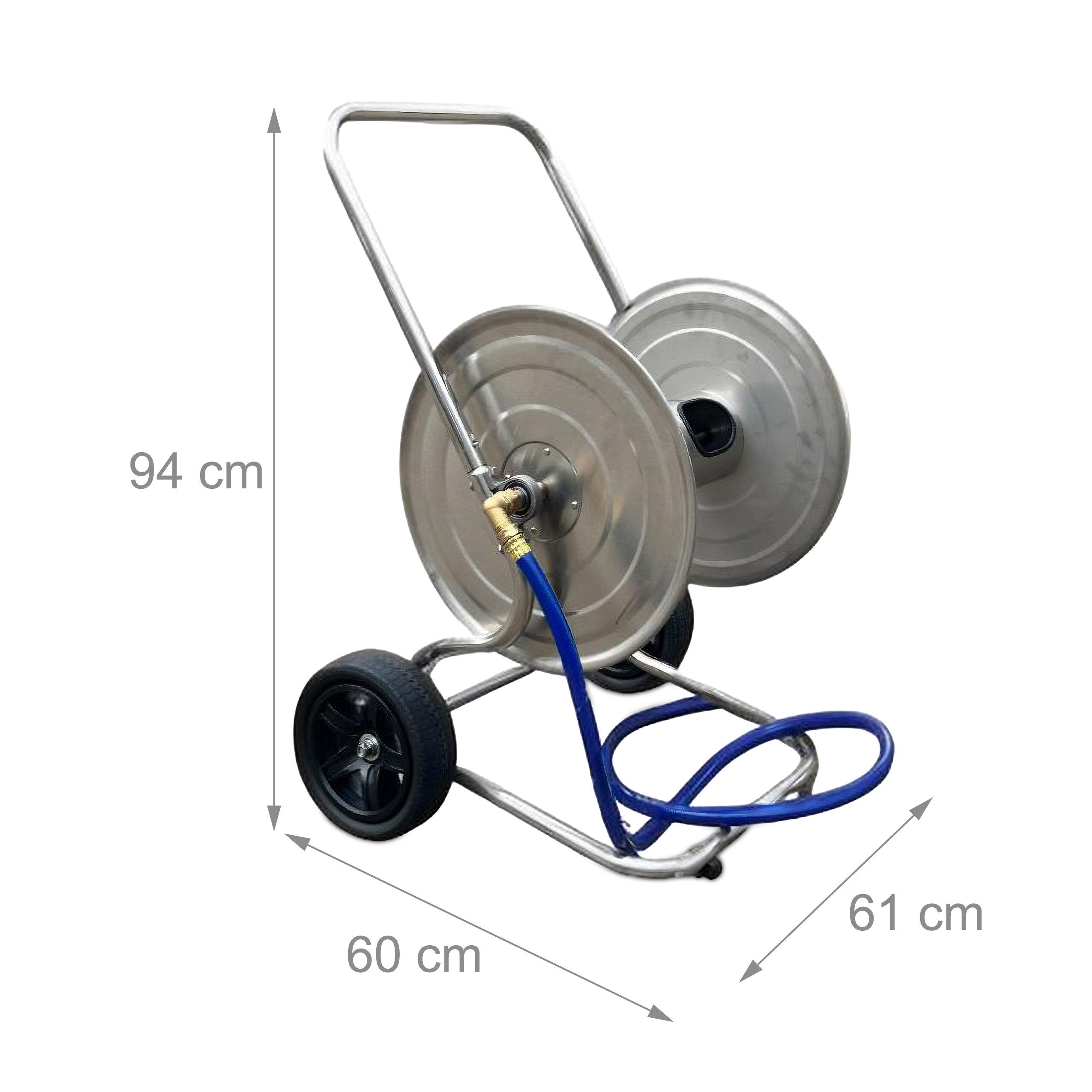 relaxdays Schlauchhalterung Schlauchwagen aus Edelstahl