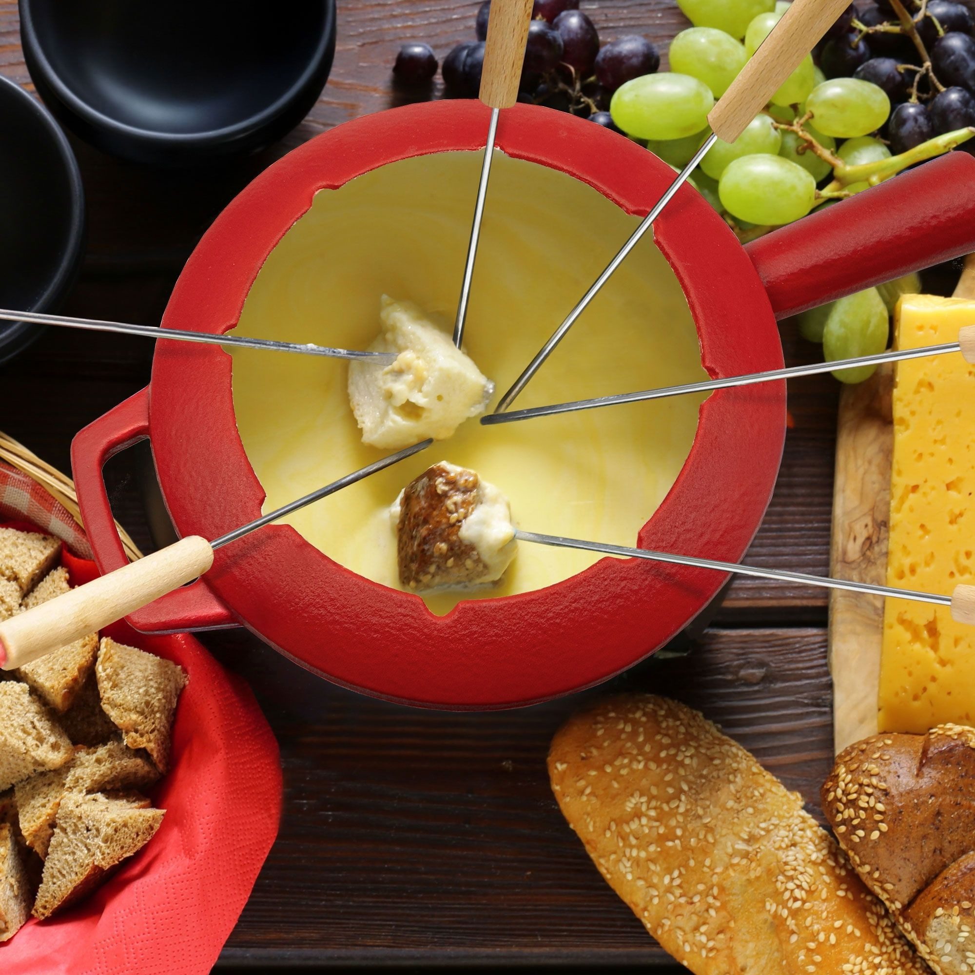 osoltus Fondue osoltus Fondue Käsefondue Gusseisen matt rot NEUHEIT