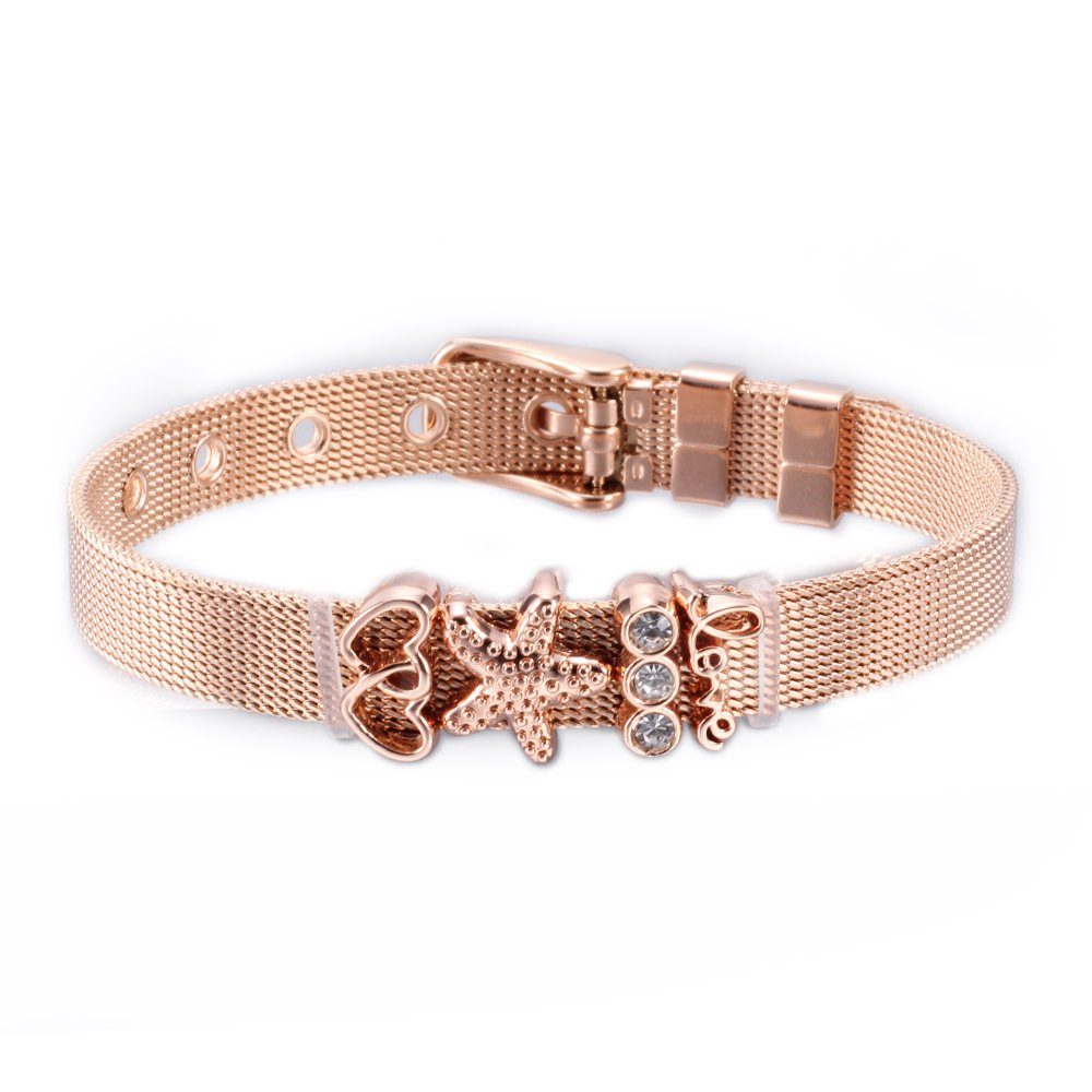 "Herzchen" mit Heideman und Milanaise (Armband, rosegold "Stern" Geschenkverpackung), Armband inkl. verschiedenen Charms