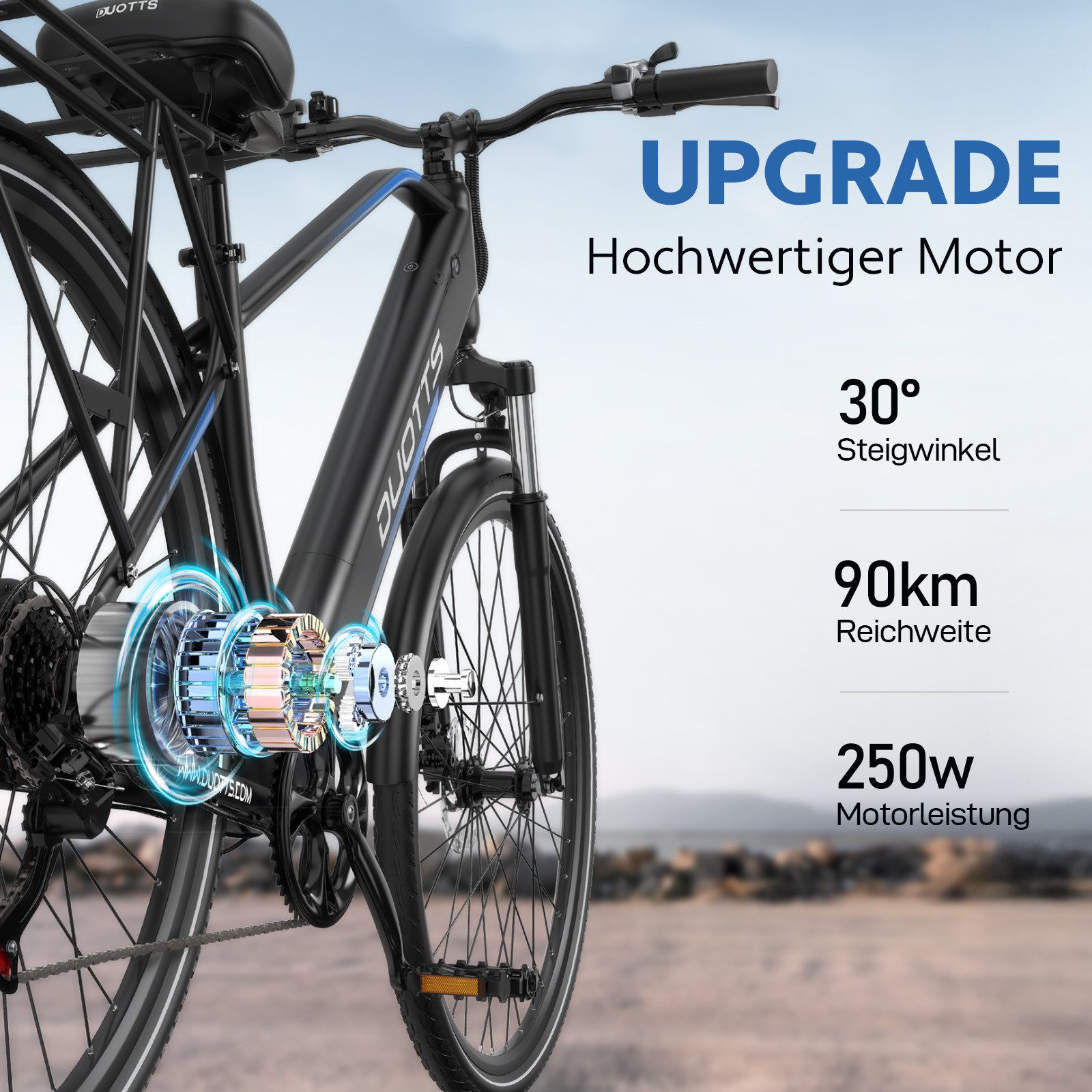 Vankel E-Bike Cityrad Elektrofahrrad C29 Lite Damen u. Herren 468Wh 250W Motor 90km, 7 Gang SHIMANO, Kettenschaltung, Heckmotor, 468 Wh, 250 W motor, 90 km Akku Pedelec, Elektrofahrrad