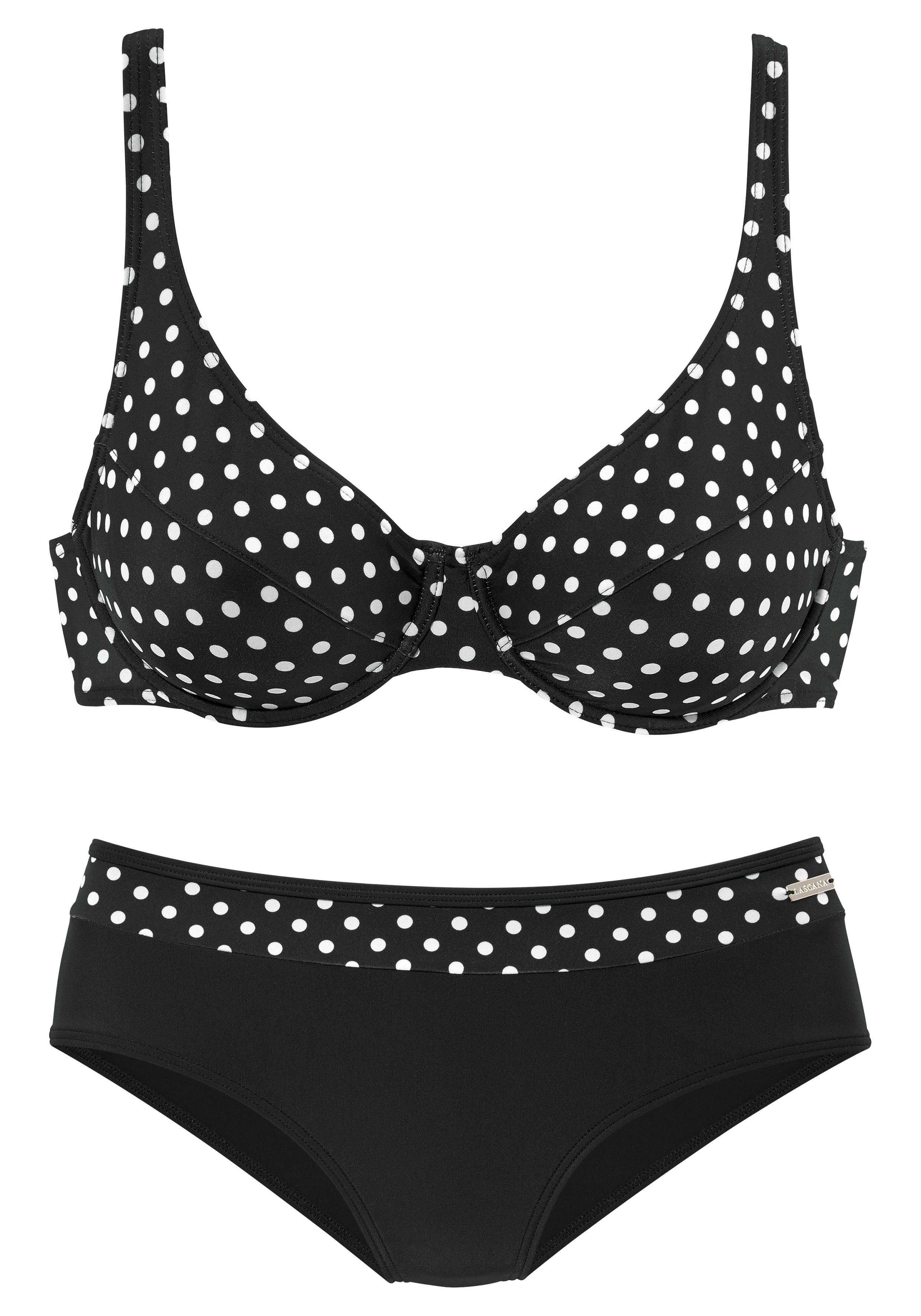 Punkten schwarz-weiß Bügel-Bikini LASCANA modischen mit