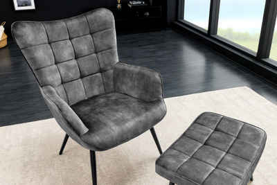 riess-ambiente Sessel SCANDINAVIA grau / schwarz (Einzelartikel, 1-St), Wohnzimmer · Samt · Metall · mit Armlehnen · Scandinavian Design