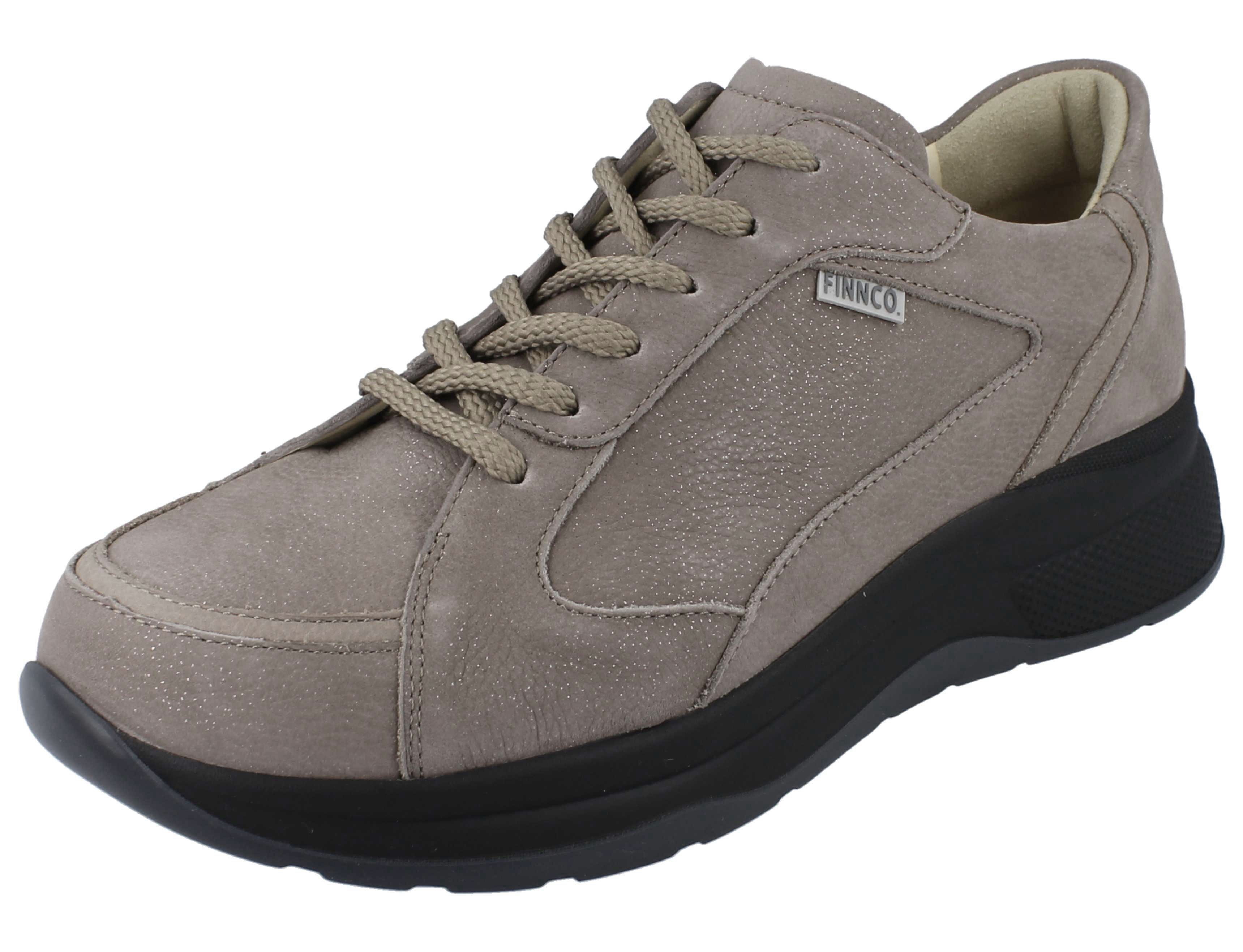 Finn Comfort FINN COMFORT FINNCO Piccadilly Damen Halbschuhe beige glitzernd Schnürschuh Wechselfußbett