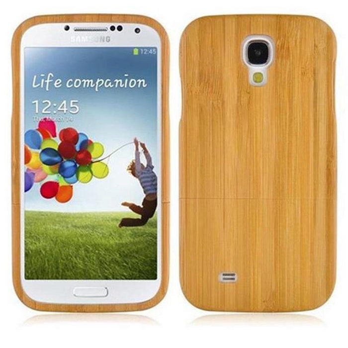 Cadorabo Handyhülle Echt Holz Samsung Galaxy S4 Handy Schutzhülle aus Bambus – Handyhülle aus 100% Echtholz