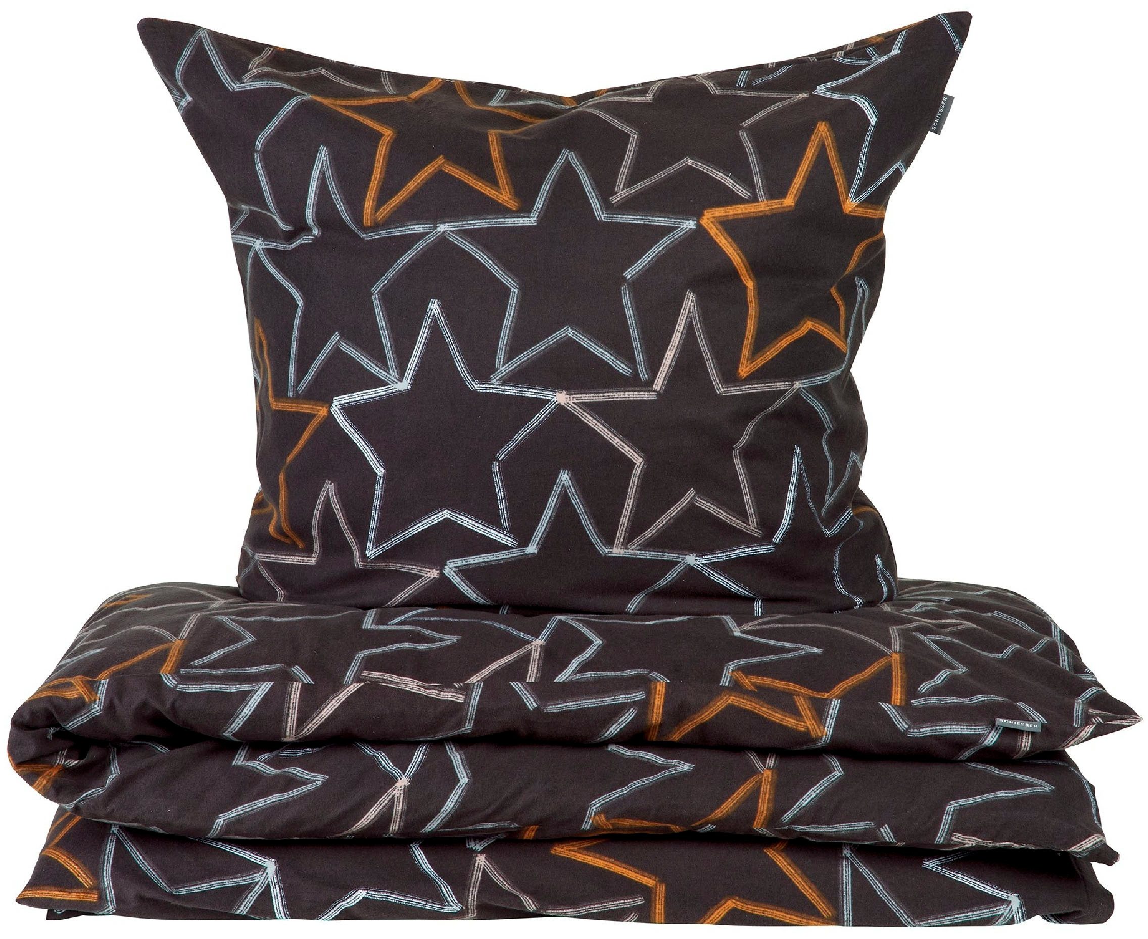 Schiesser Bettwäsche Lizzy aus weicher Baumwolle mit coolem Sterne-Print, Feinbiber, 2 teilig, MADE IN GREEN by OEKO-TEX®-zertifiziert