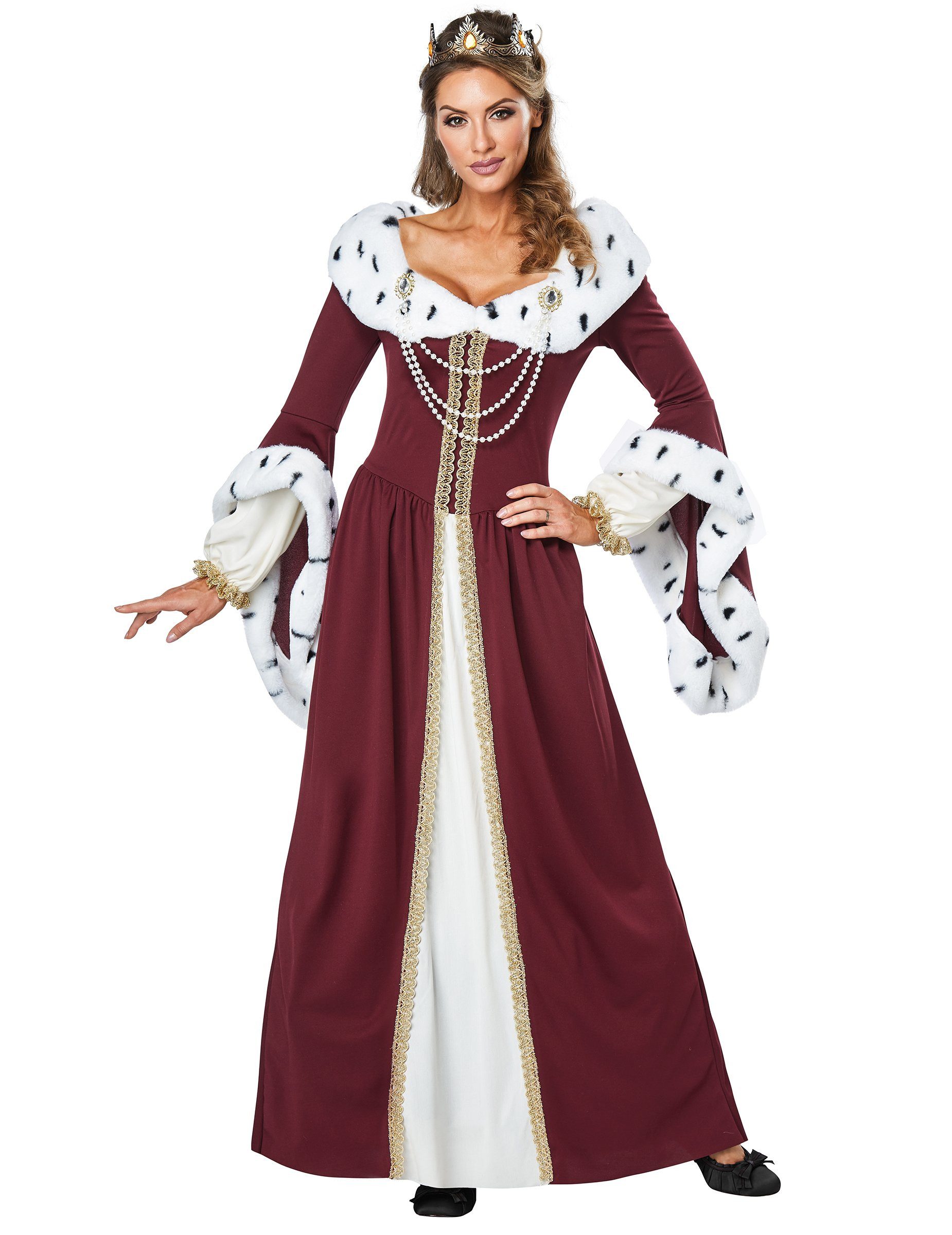 California Costumes Kostüm Königin-Kostüm Damen Karneval-Kostüm rot-gold-weiss