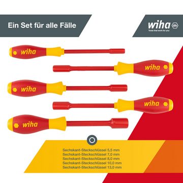 Wiha Schraubendreher SoftFinish (29466) - 5 tlg., Schraubenzieher, Außensechskantschrauben, Steckschlüssel, VDE