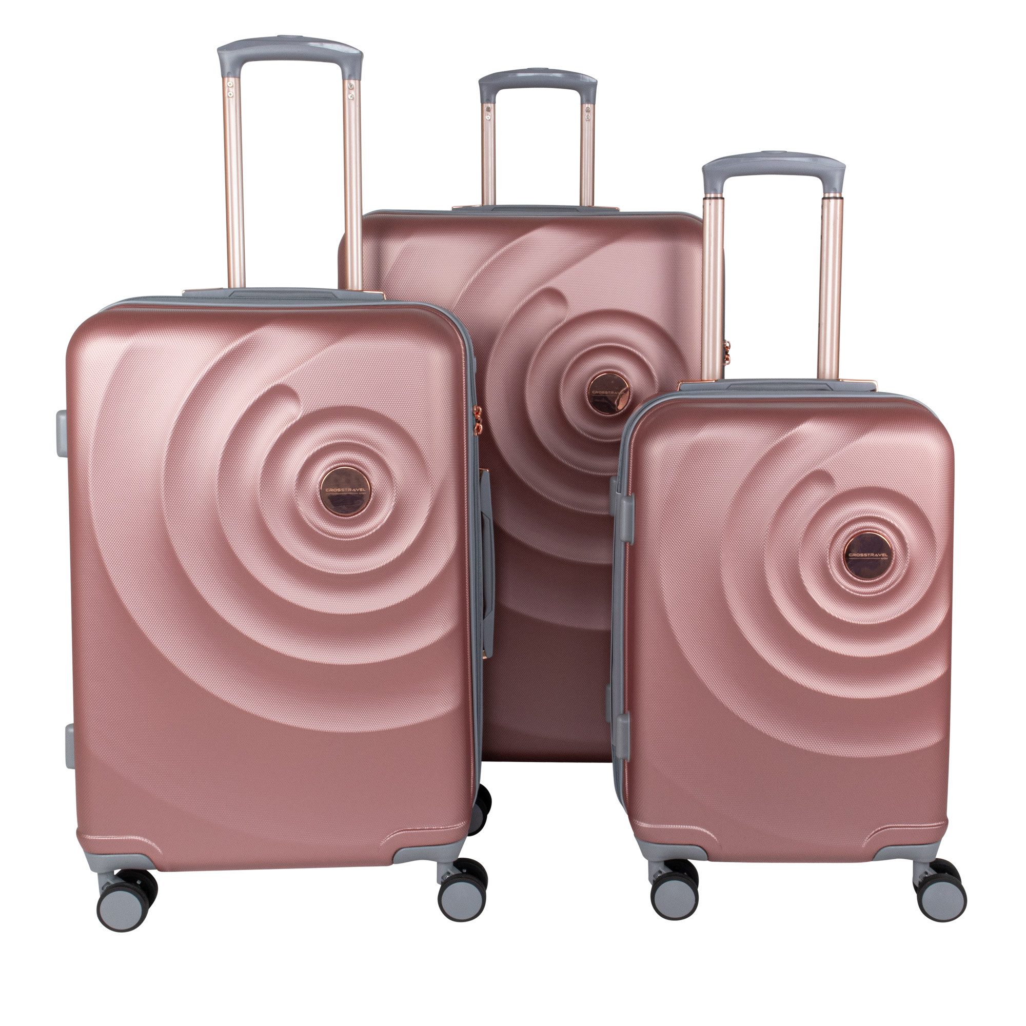 Crosstravel Kofferset Amy, 4 Rollen, (3 tlg., Hartschalen Trolley-Set), Robuste Hartschale mit TSA-Schloss und Wasserabweisender Oberfläche