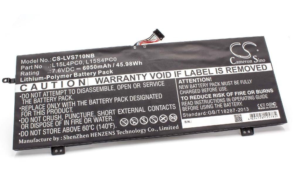 vhbw Ersatz für Lenovo L15L4PCO, L15S4PC0, L15L4PC0 für Laptop-Akku Li-Polymer 6050 mAh (7,6 V)