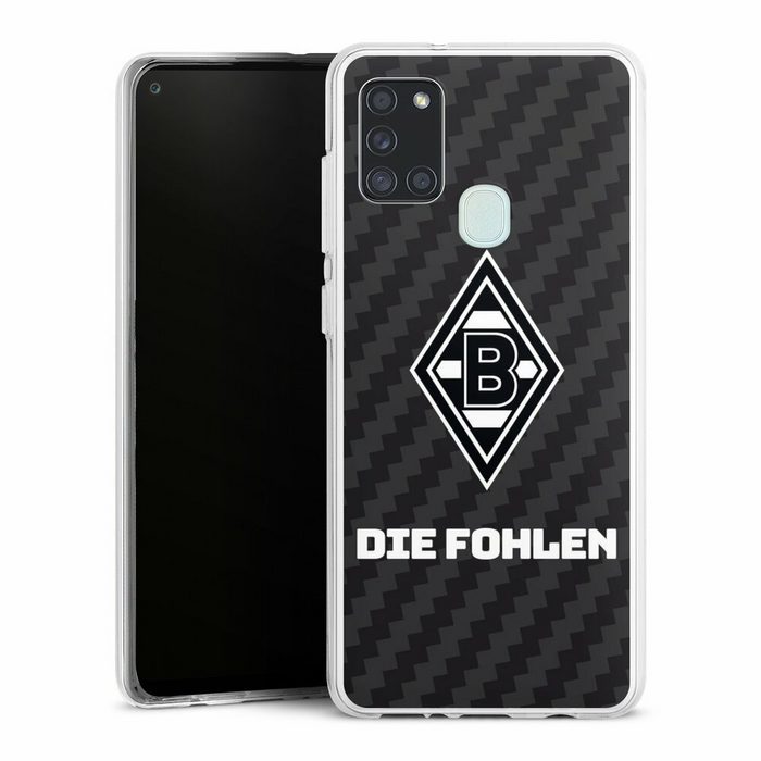 DeinDesign Handyhülle Borussia Mönchengladbach Carbon Gladbach Die Fohlen Carbon Samsung Galaxy A21s Silikon Hülle Bumper Case Handy Schutzhülle