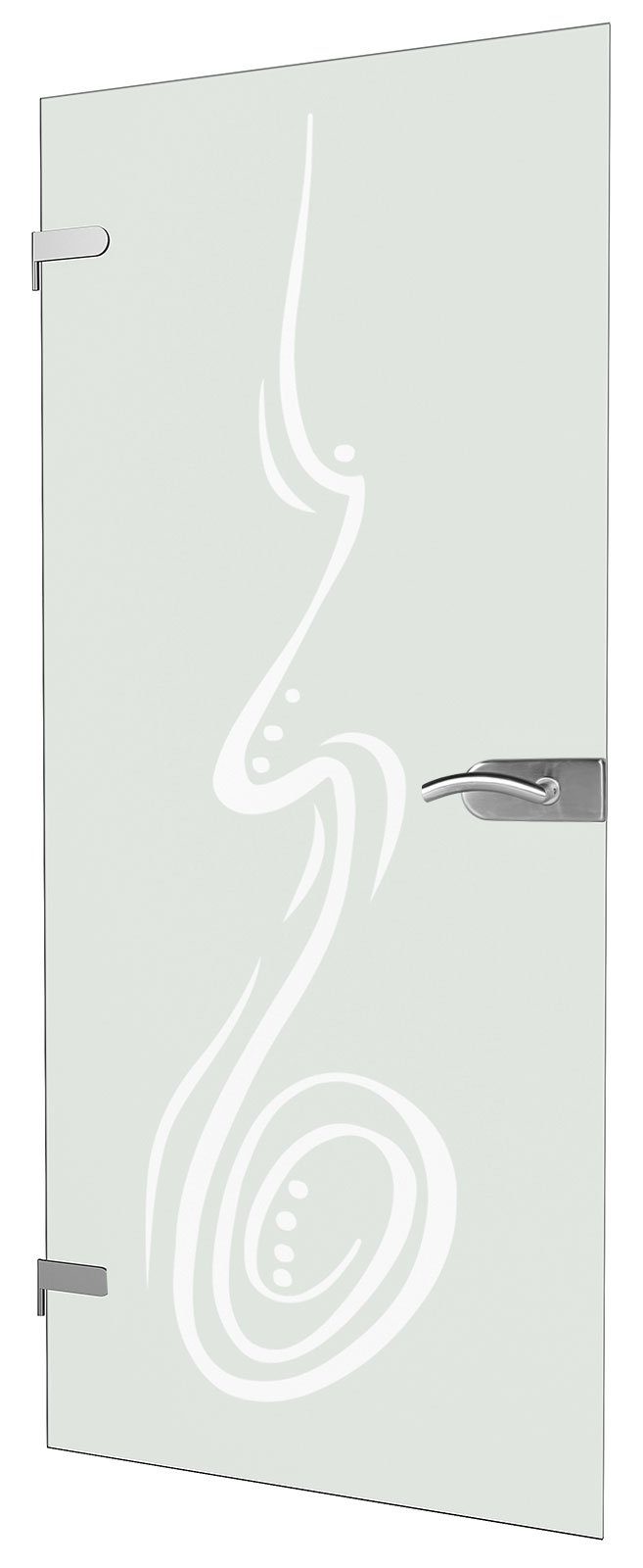 inova wohnen Zimmertür Glas 83,4 x 197,2 cm Curved Dekor, mit Beschlagset nach Wahl