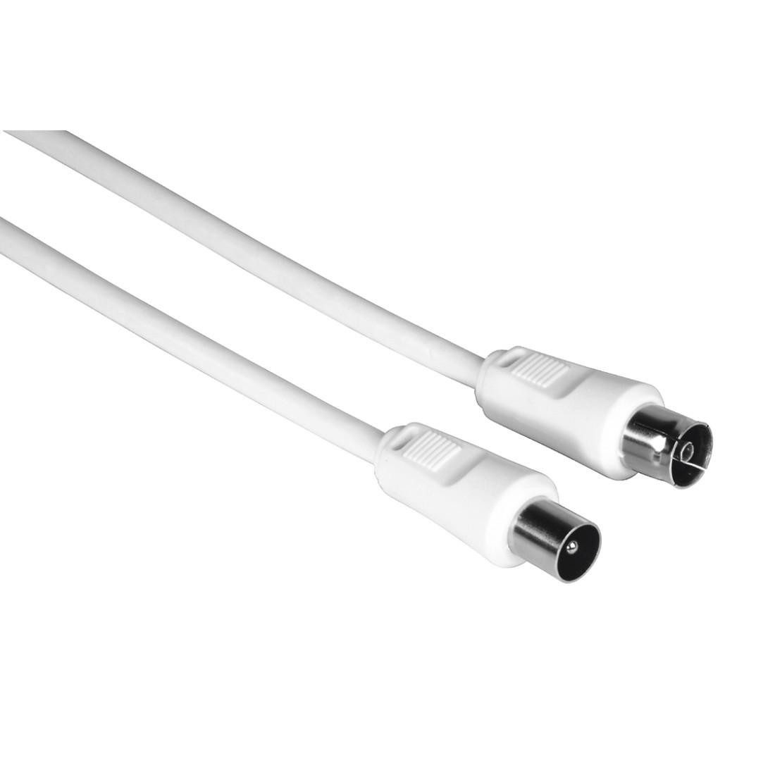 Hama Koaxialkabel 1,5m, IEC-Stecker, 75 dB, weiß – Antennen-Kabel für TV TV-Adapter