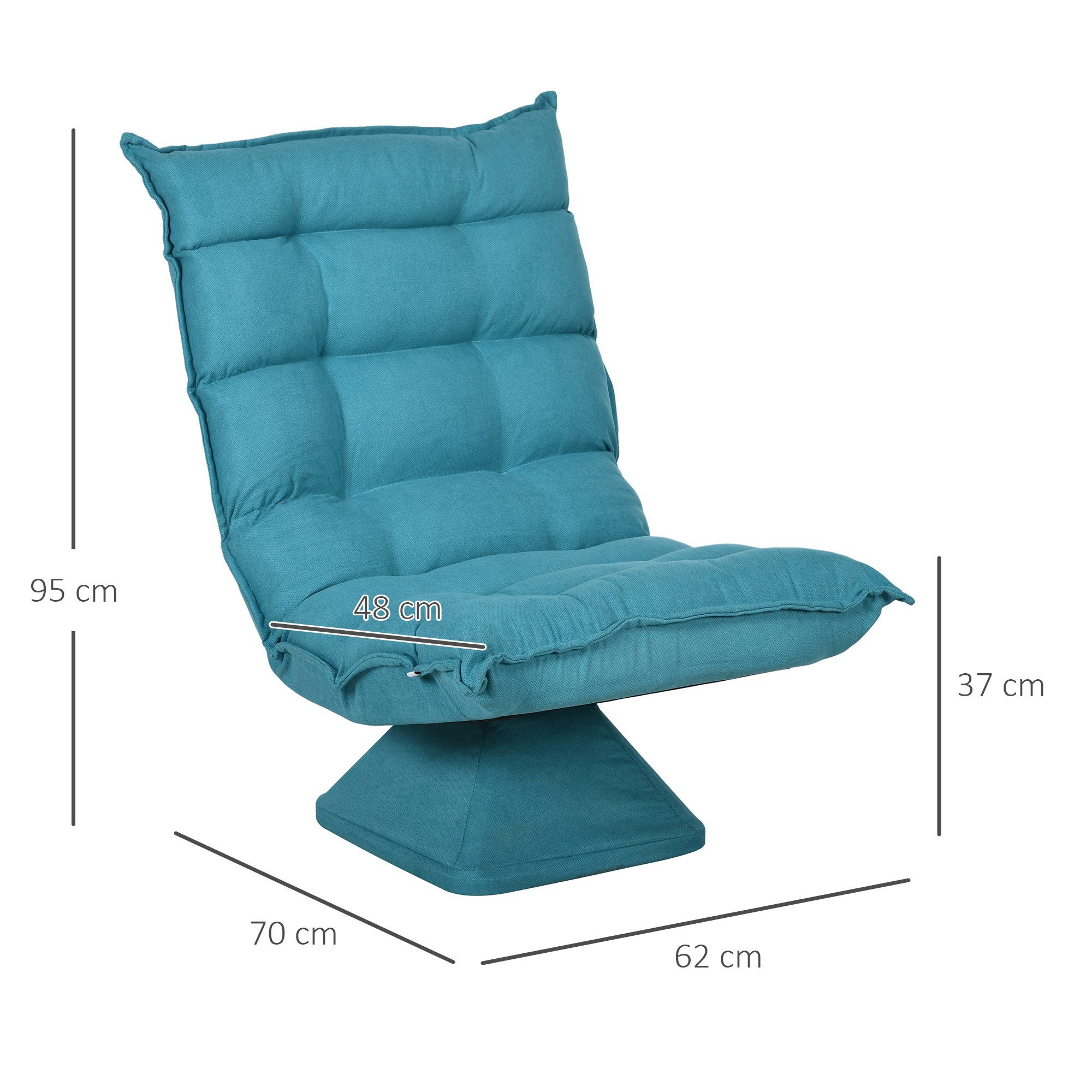 HOMCOM Relaxsessel Drehbarer Meditationsstuhl mit verstellbarer Rückenlehne, Sockel (Bodensofa, 1-St., Bodenstuhl), Lazy Sofa für Wohnzimmer, Büro, Blau – Bild 3 von 5