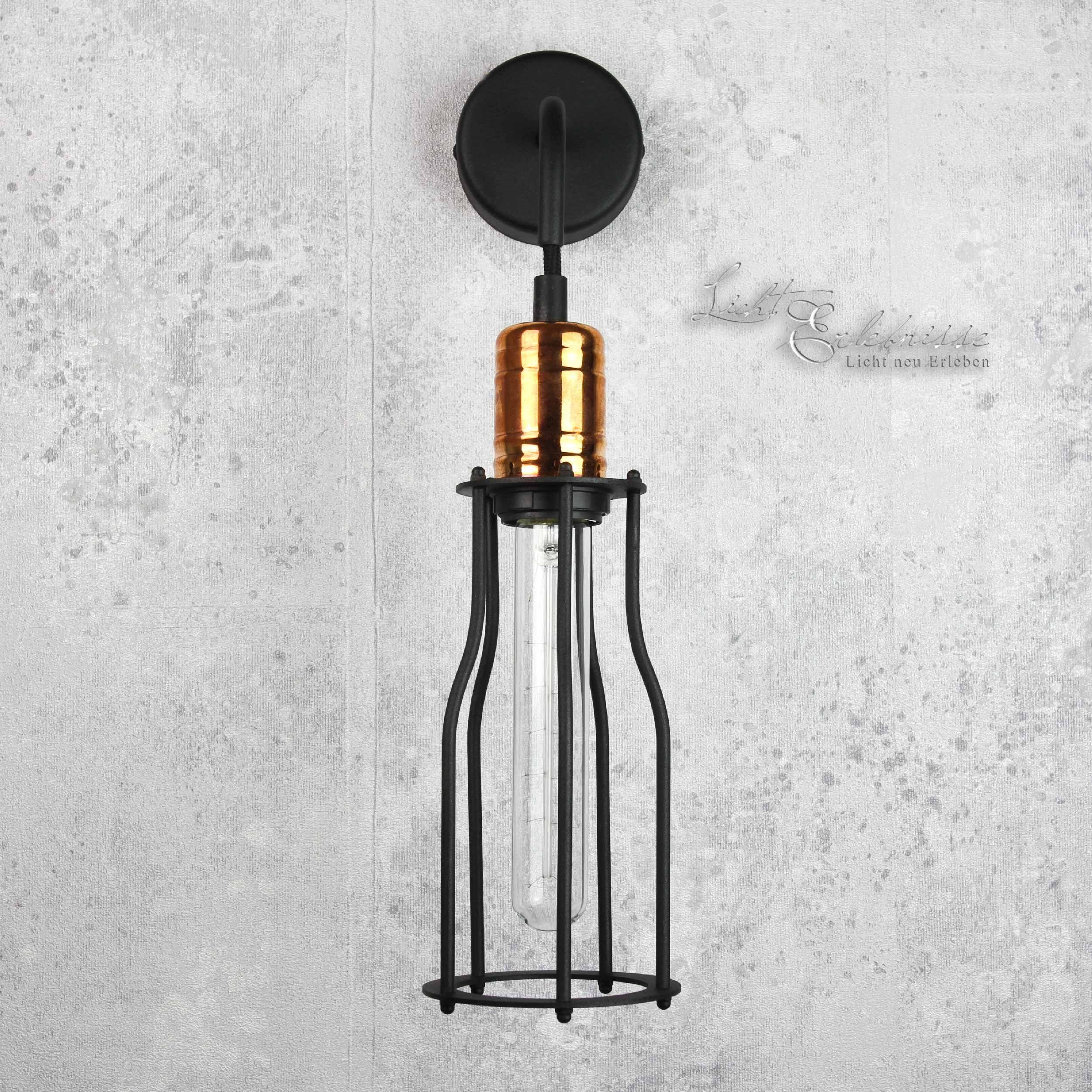 Leuchtmittel, Lampe Industrie Wandleuchte Wandlampe vintage Wohnzimmer Steam Schwarz Licht-Erlebnisse ohne WORKSHOP, Kupfer Punk