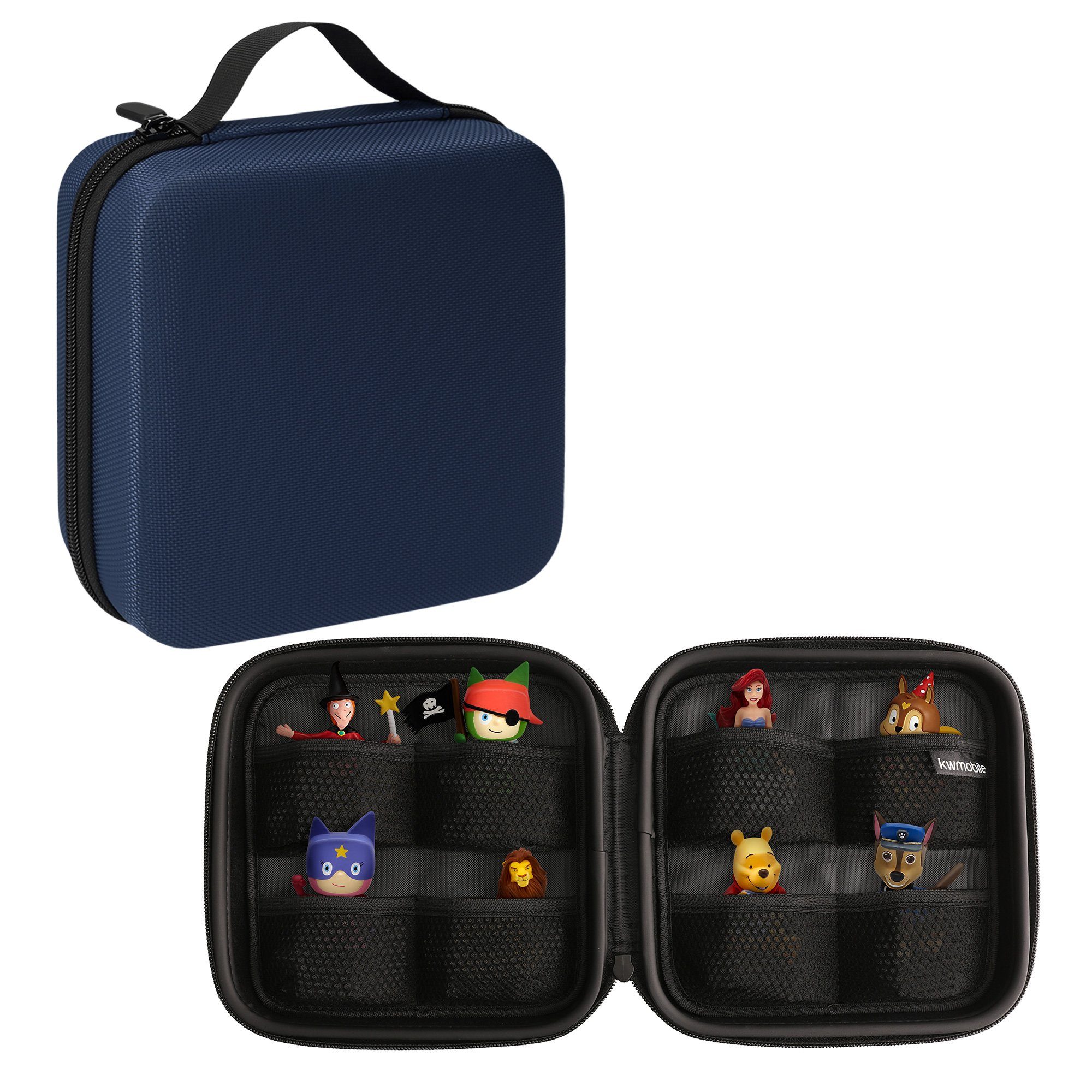 kwmobile Aufbewahrungsbox Tasche für Tonies, aus Nylon - Transportbox für bis zu 20 Tonie Figuren - Hartschale Box Dunkelblau