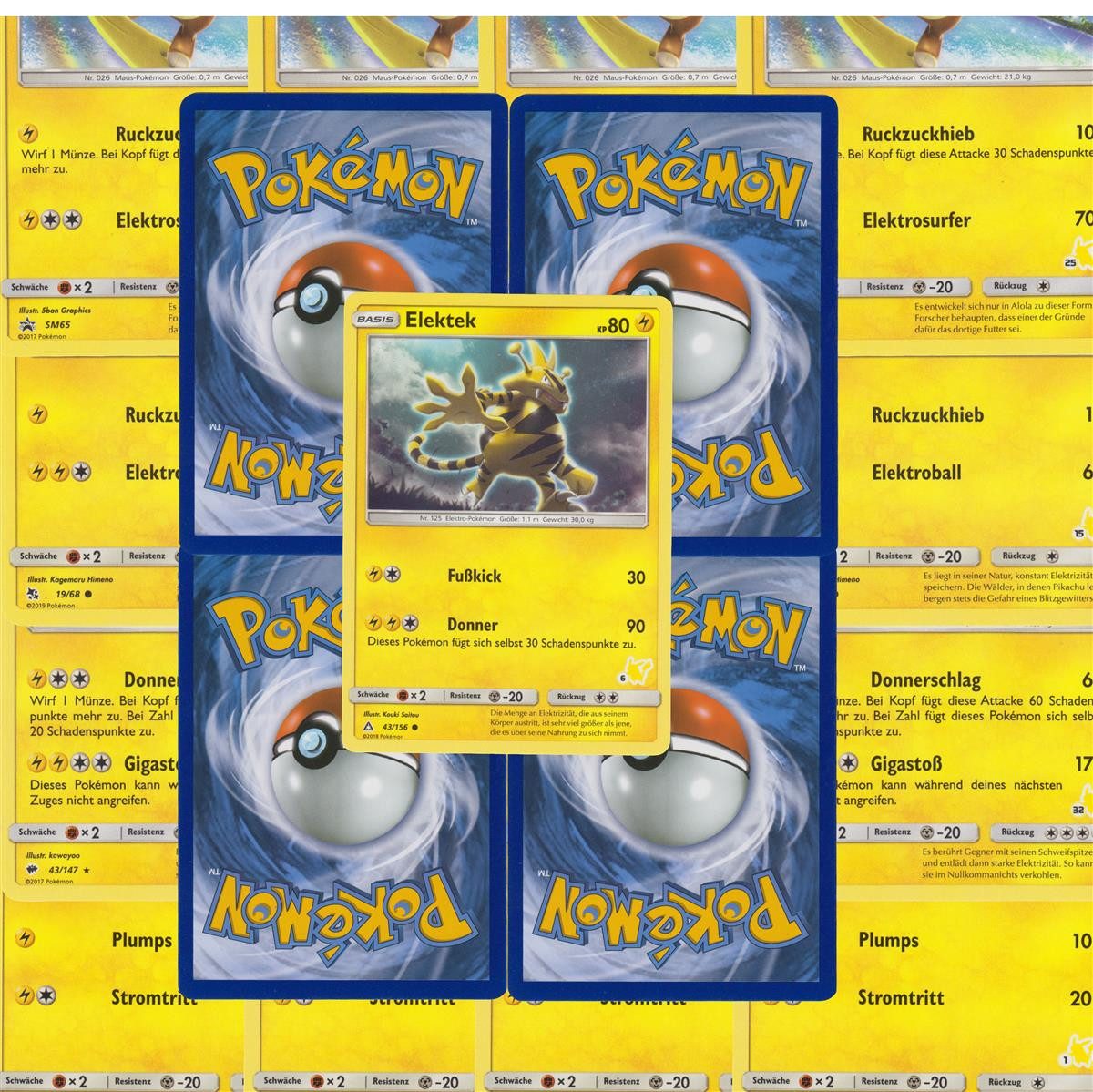 POKÉMON Sammelkarte 10 verschiedene Elektro Pokemon Karten inkl. Holo Karte - Deutsch