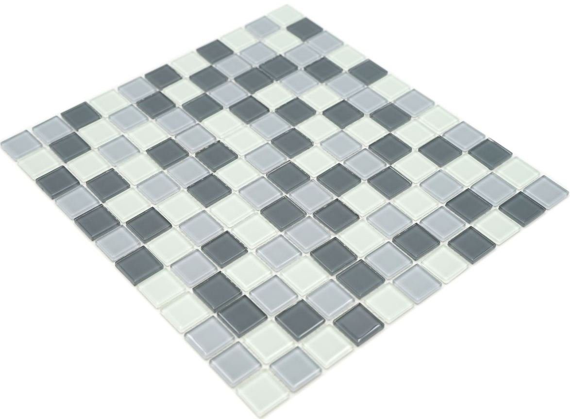 Mosani Mosaikfliesen Mosaik Fliesen weiss grau anthrazit Glasmosaik BAD WC Küche