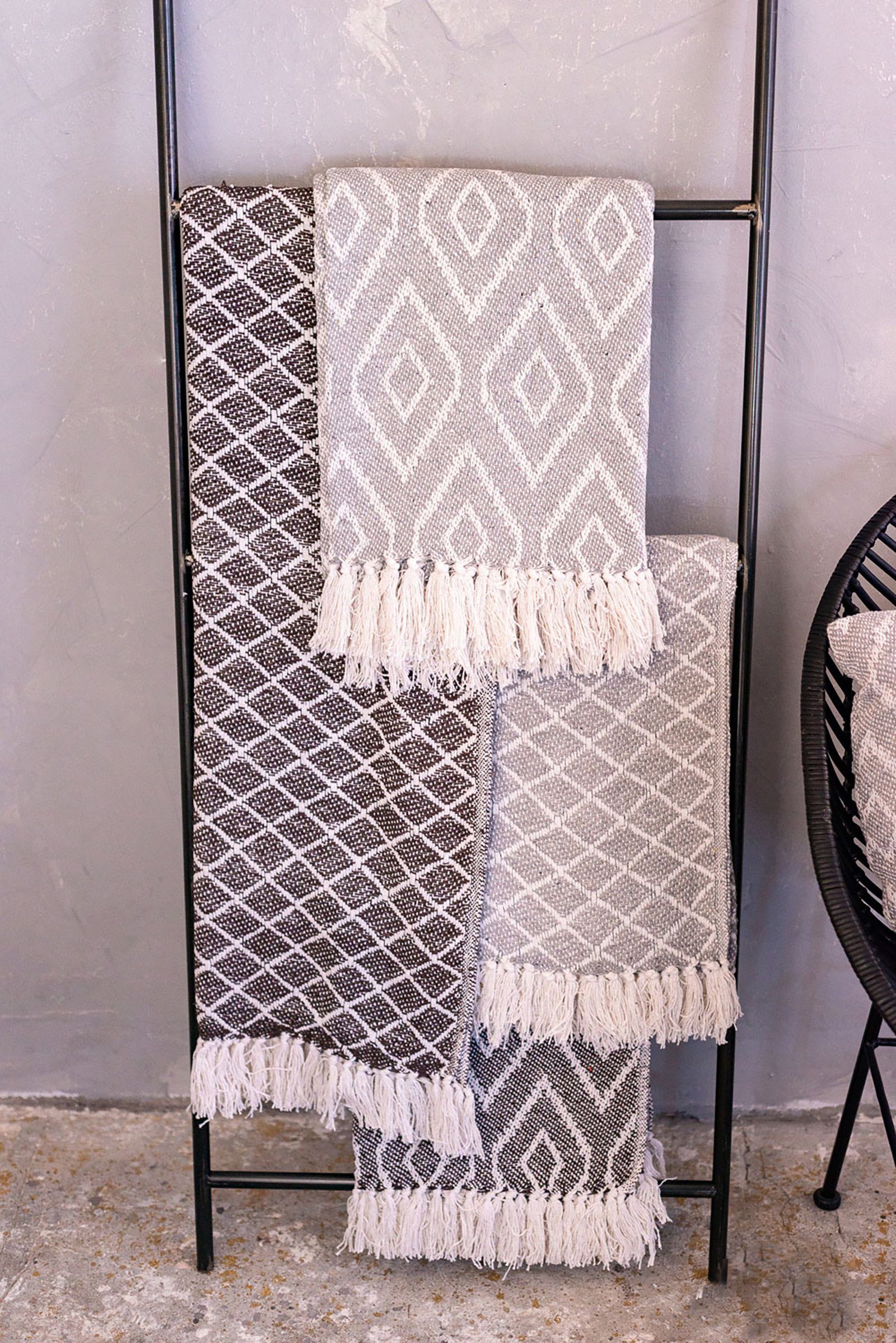 Wohndecke Wohndecke gemustert beige weiß Plaid Sofadecke Boho Tagesdecke, Cosy Home Ideas, auch als Strandtuch oder Tagesdecke geeignet