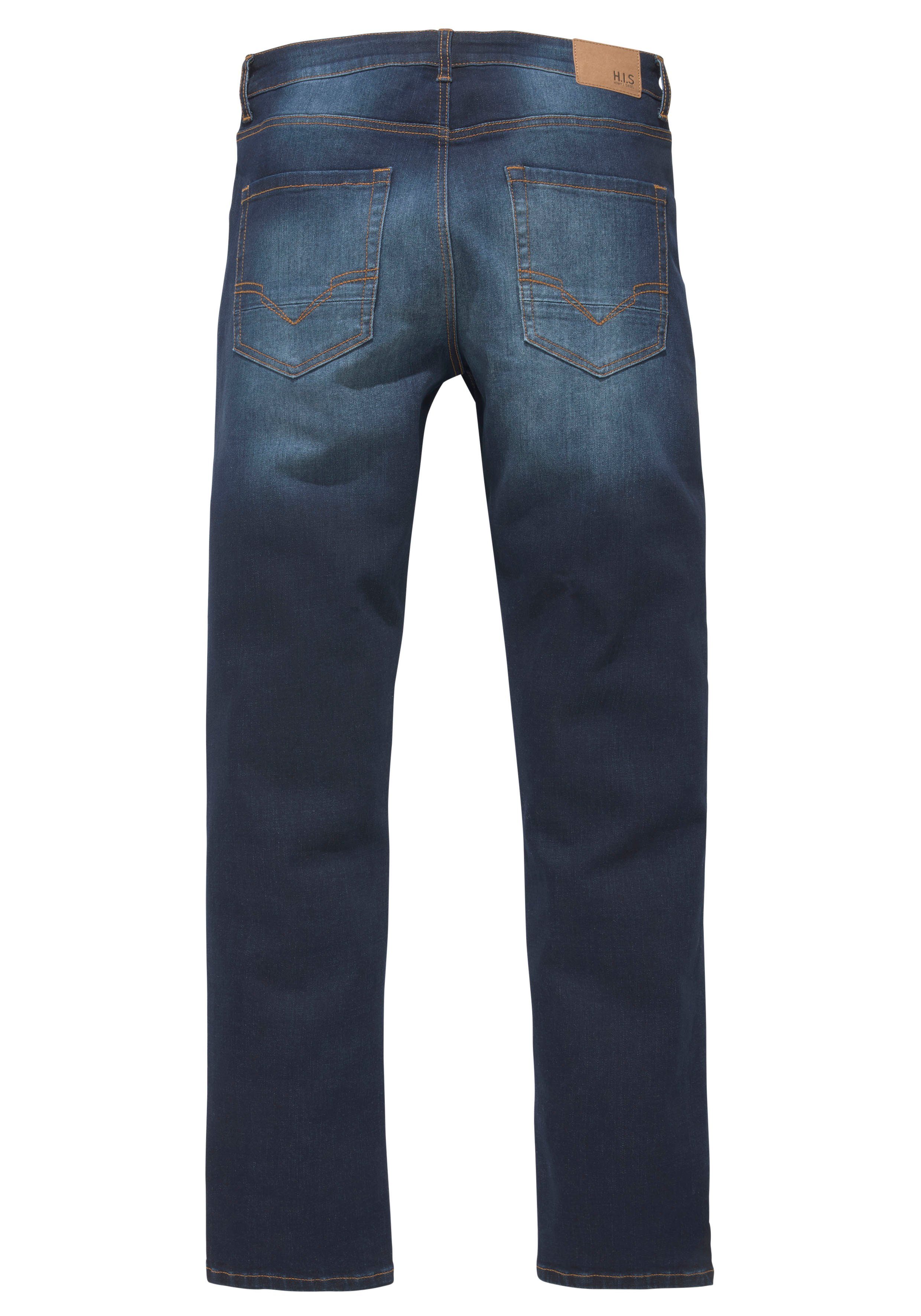 H.I.S Straight-Jeans Ozon darkblue-used Wash DIX Ökologische, wassersparende Produktion durch