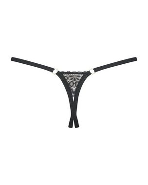 Obsessive Stringtanga Meshlove Tanga mit offenem Schritt ouvert Spitze - Schwarz (1-St) Spitze