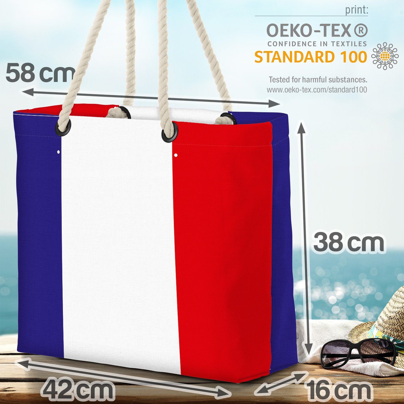 Strandtasche (1-tlg), Flagge Bleus VOID Les EM WM Flag Frankreich