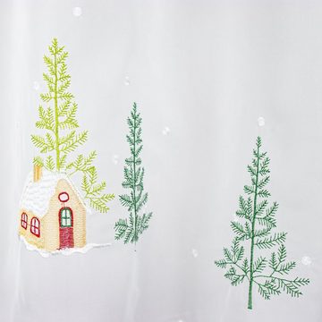 Scheibengardine Scheibengardine Weihnachten Winterlandschaft Schnee 2572 48x140 cm, EXPERIENCE, Durchzuglöcher, transparent, Voile, Weihnachtsgardine
