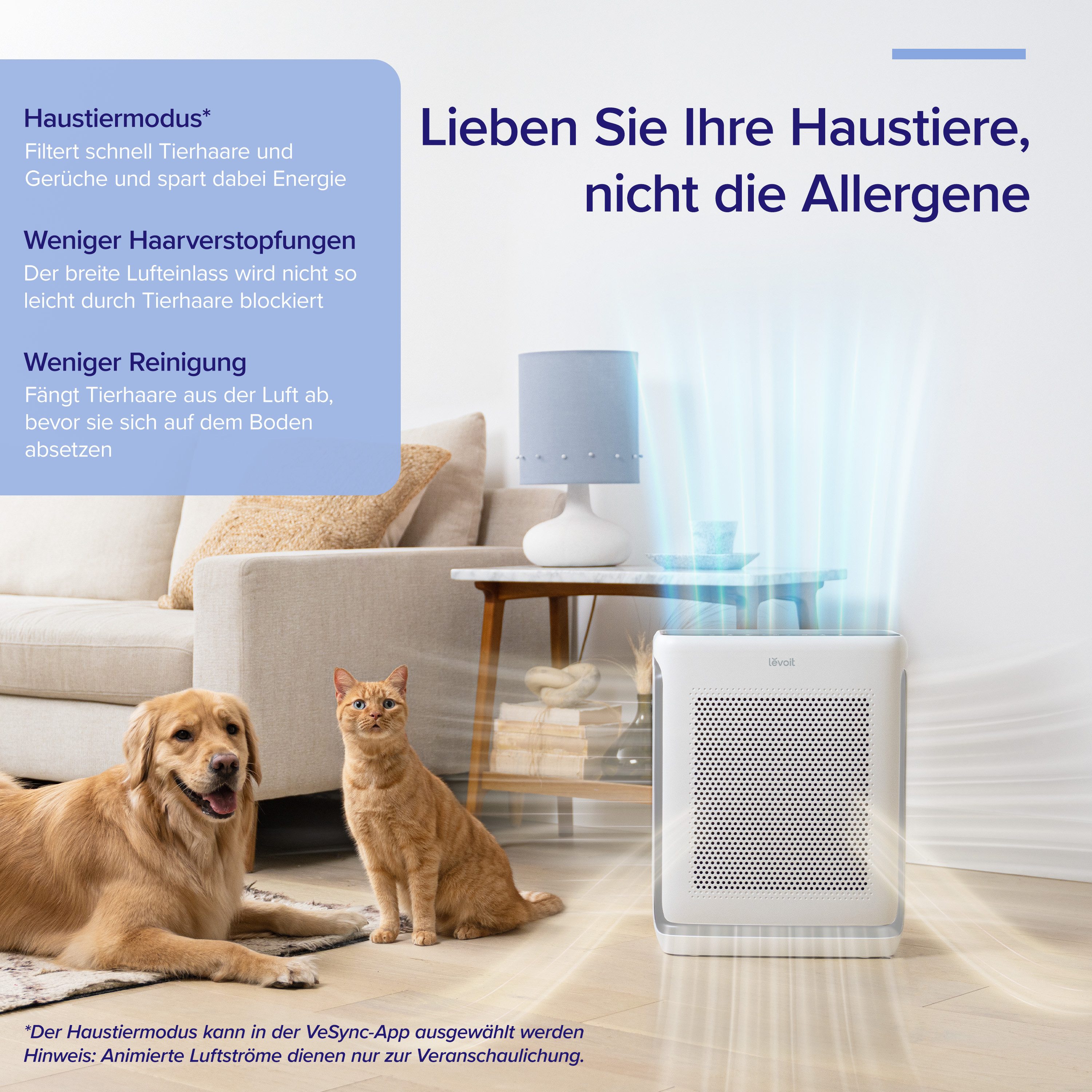 Levoit Luftreiniger Vital 200S Pro Smart Air Purifier, für 88 m² Räume, HEPA-Filtersystem, für große Räume, leiser Reiniger für Tierhaare