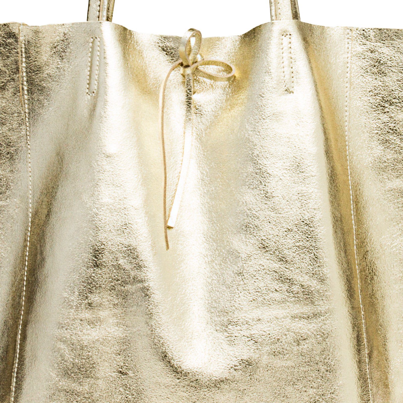 Caspar Schultertasche Großer Damen Leder Shopper Metallic - CLASSIC LINE - Modell No.781, elegant, robust & unempfindlich - 100% Echtleder - Handmade in Italy