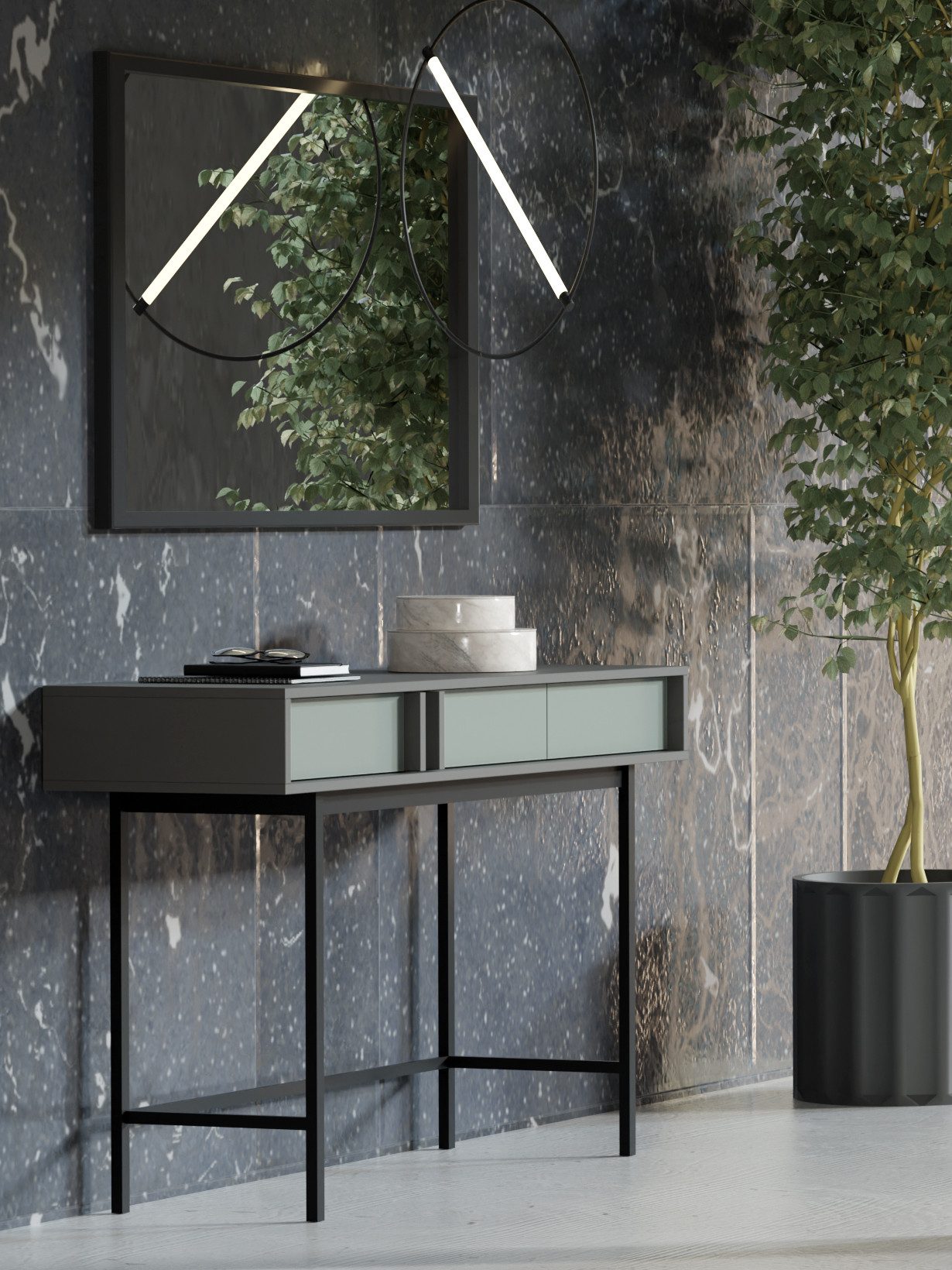 Compleo Konsolentisch mit 2 Schubladen MALTS, Elegant design, Schminktisch modern