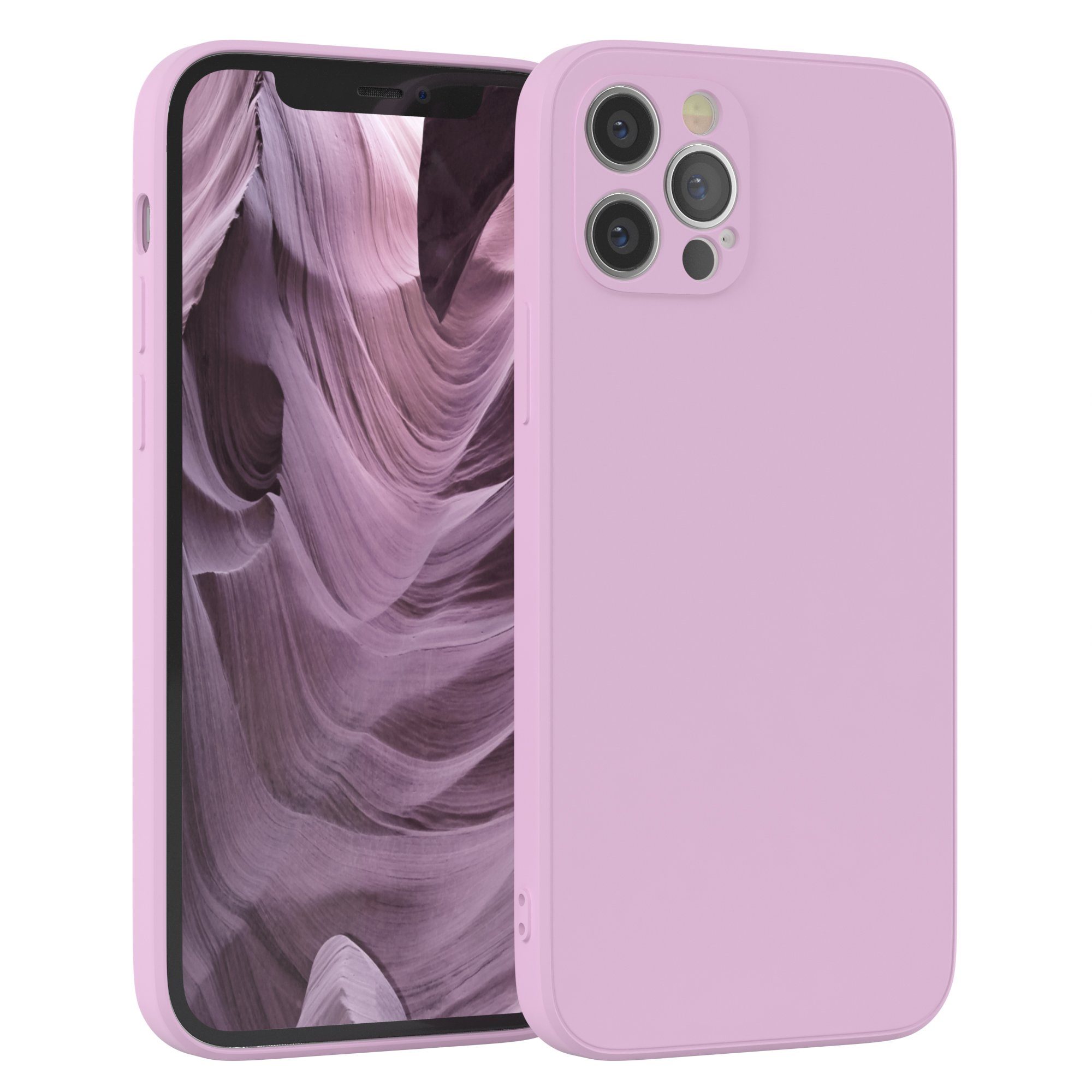 EAZY CASE Handyhülle TPU Hülle für Apple iPhone 12 Pro 6,1 Zoll, Hülle mit Kameraschutz handycover Soft Smart Slimcover Lila / Flieder