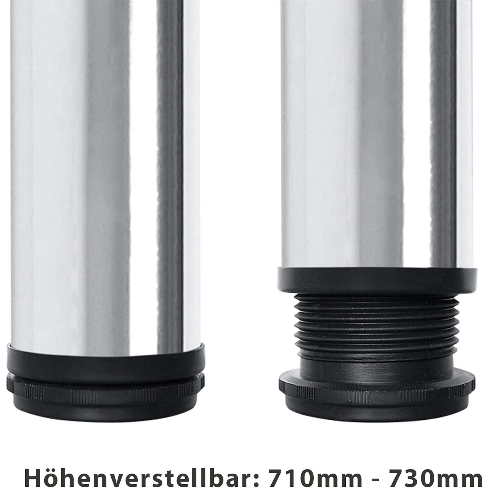 Youyijia Tischbein 4 Stück 710-730mm Regulierbare Tischbeine Ø60mm Edelstahl Tischbeine