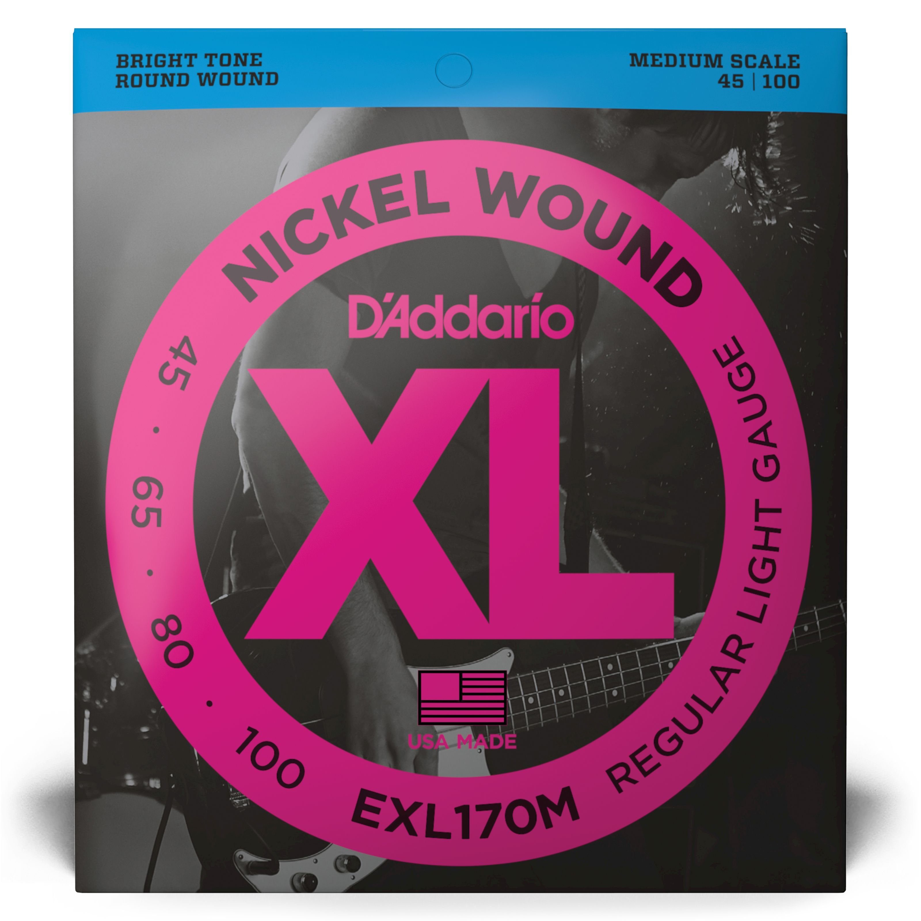 Daddario Saiten, 4er Bass XL Nickel 45-100 45-65-80-100, EXL170M - Saitensatz für
