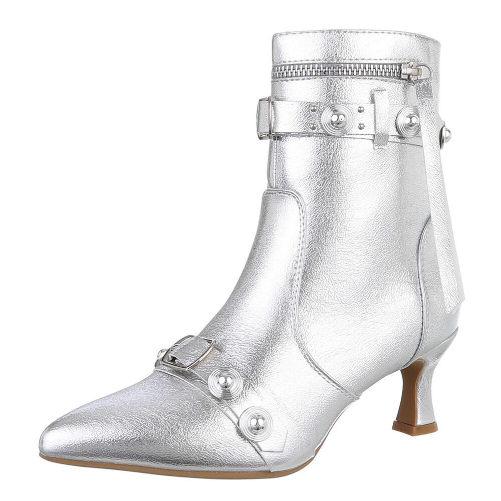Ital-Design Damen Abendschuhe Party & Clubwear Сапогиette (87740186) Pfennig-/Stilettoabsatz Сапогиetten in Silber
