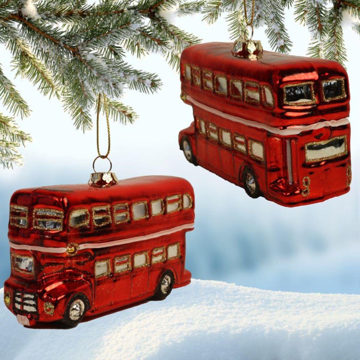 INGE-GLAS® Christbaumschmuck (1-tlg) London Weihnachts-Hänger Doppeldecker-Bus INGE-GLAS