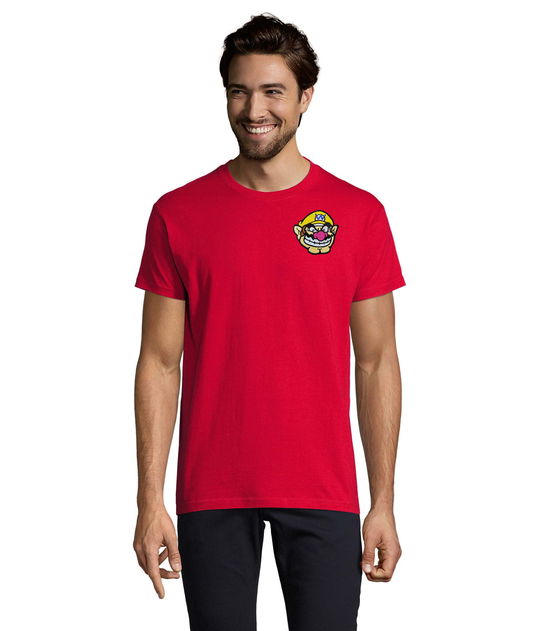 Blondie & Brownie T-Shirt WarioPatch H Tee Herren Gamer Shirt Retro Rundhals Freizeit WarioPatch Retro Herren Shirt