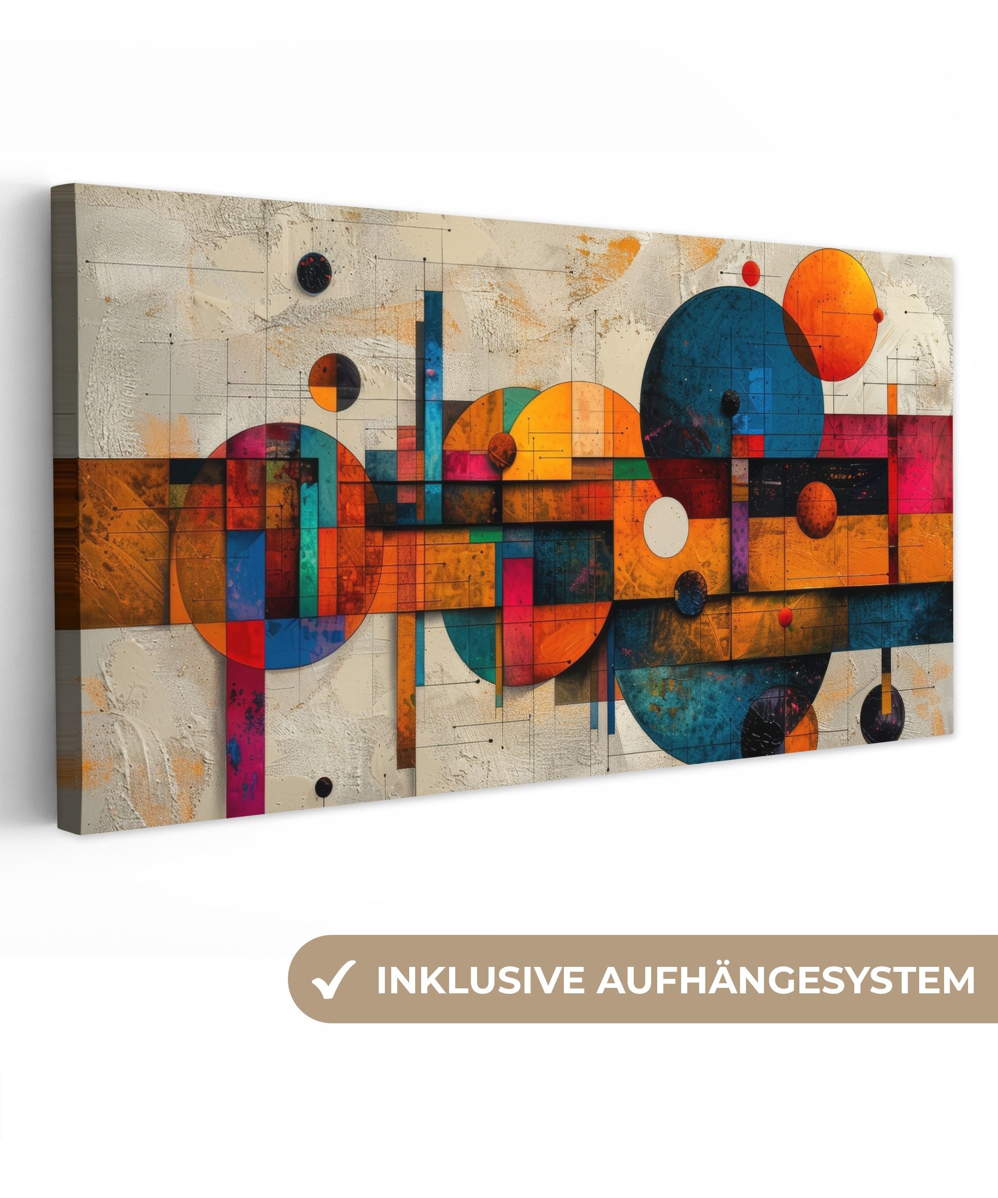 OneMillionCanvasses® Leinwandbild Panorama Kunst - Bunt - Modern - Formen, günstig online kaufen