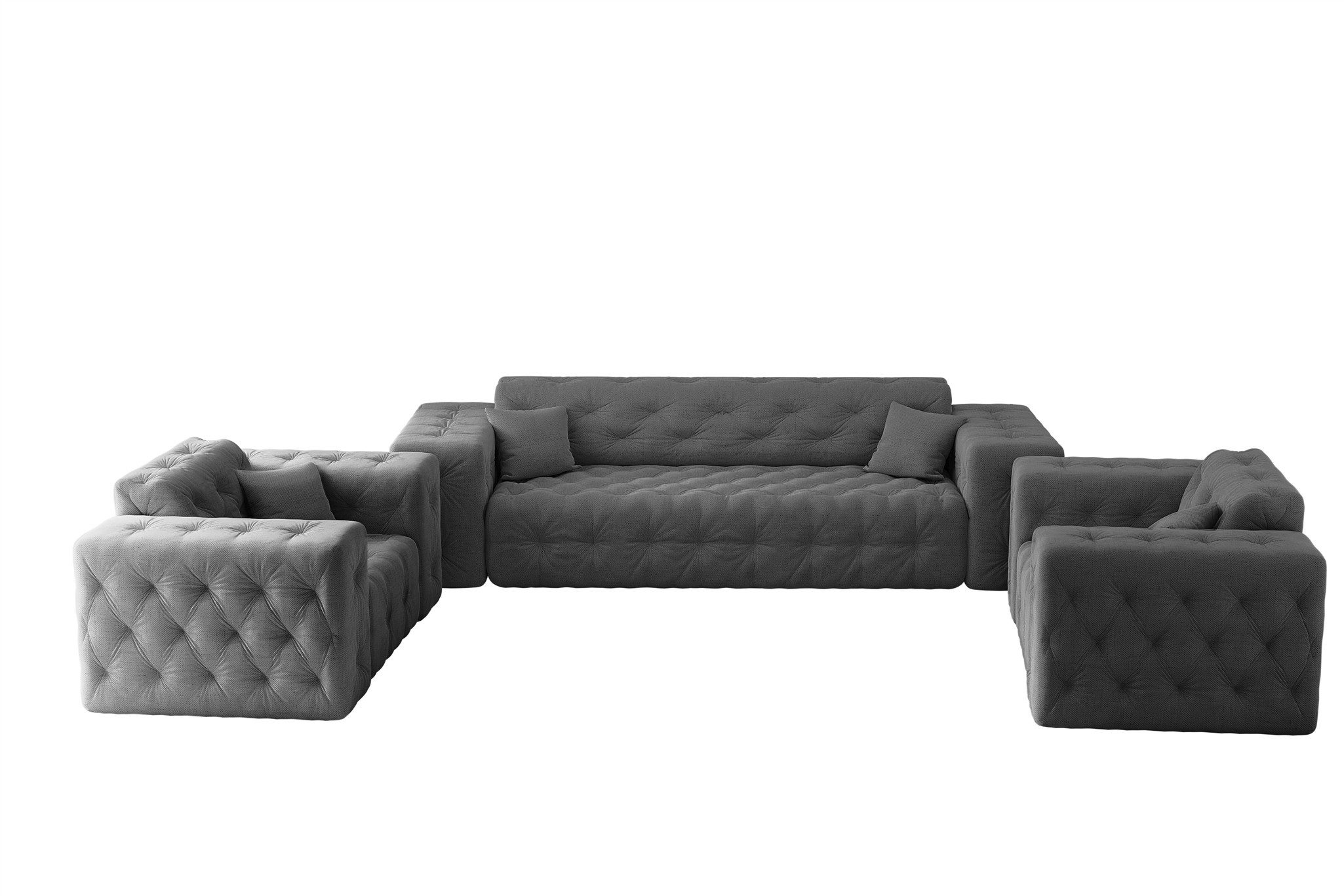 Fun Möbel Polstergarnitur Sofa-Set CHANTAL 3-1-1 Sofagarnitur in Stoff Moly, (alle Möbel mit Rundumbezug, auch als Set mit einem 2-Sitzer erhältlich), inklusive 3 Zierkissen