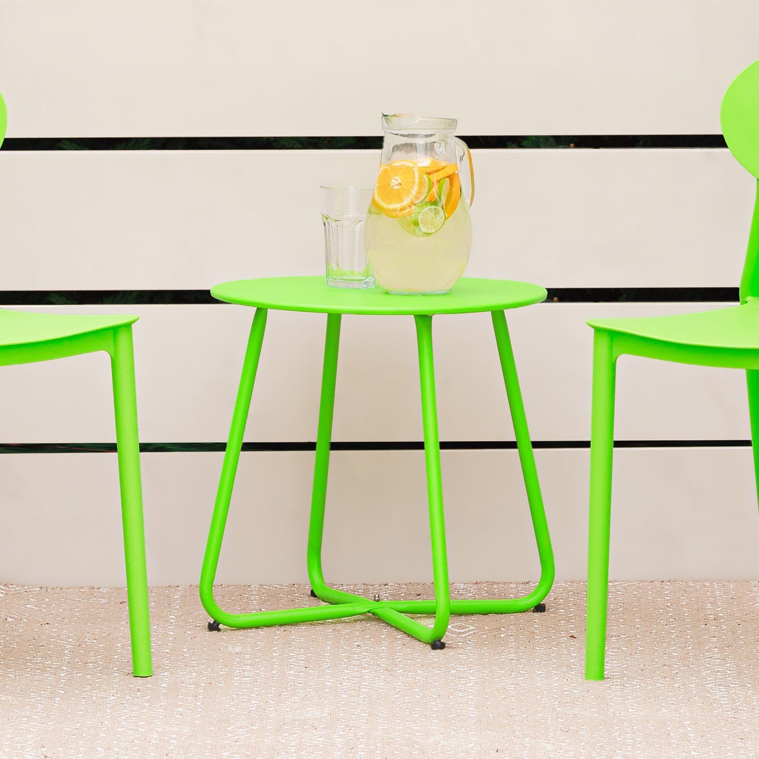 grün | Rund Set) (kein grün | Kaffeetisch grün Gartentisch Metall Homestyle4u Tisch Beistelltisch
